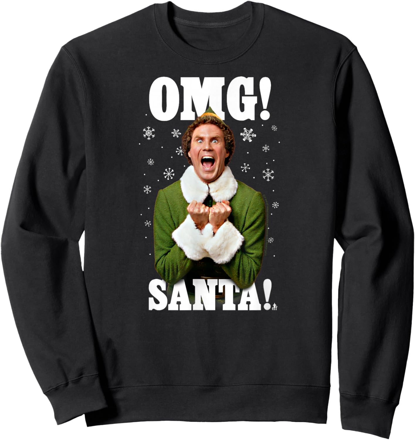 Elf OMG Santa Buddy The Elf Funny Christmas Sweatshirt - Sweatshirt | Black