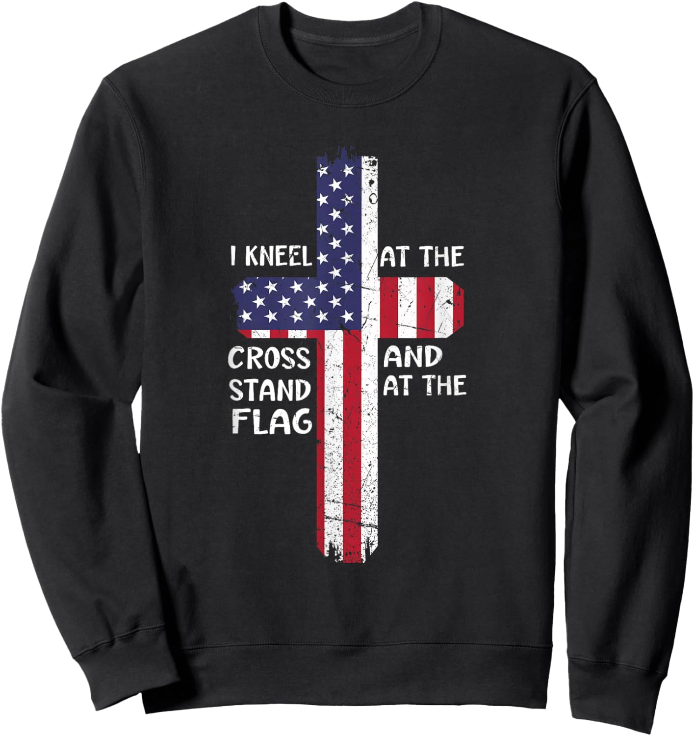 Kneel Cross At The Cross Memorial Day Never Forget Veteran Sweatshirt - Sweatshirt | Black