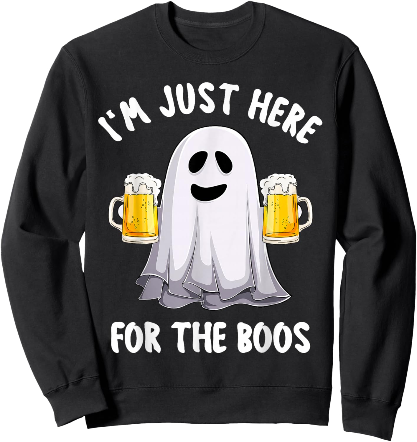 Men Funny Halloween I'm Just Here For The Boos Cute Boos Sweatshirt - Sweatshirt | Black