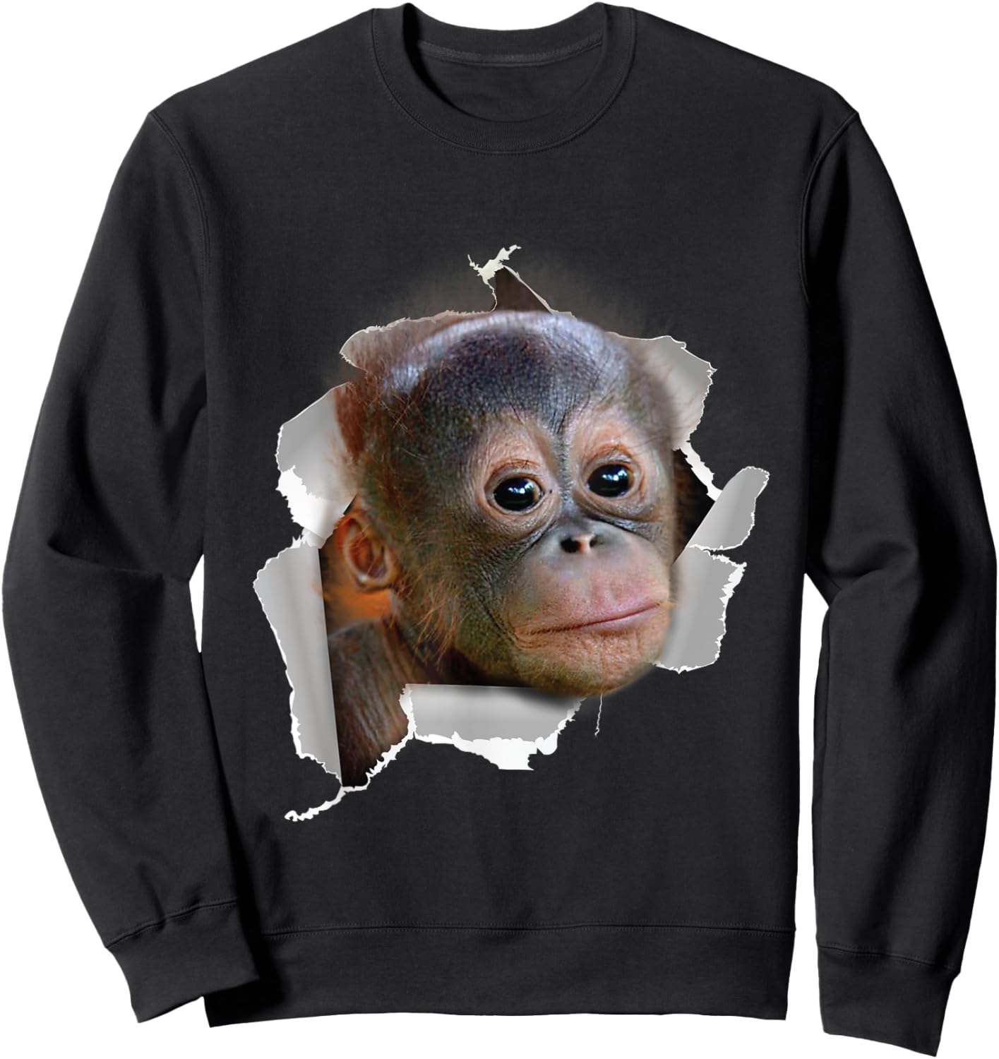 Funny Monkey Baby Orang Utan Orang Utan Face Costume Sweatshirt - Sweatshirt | Black