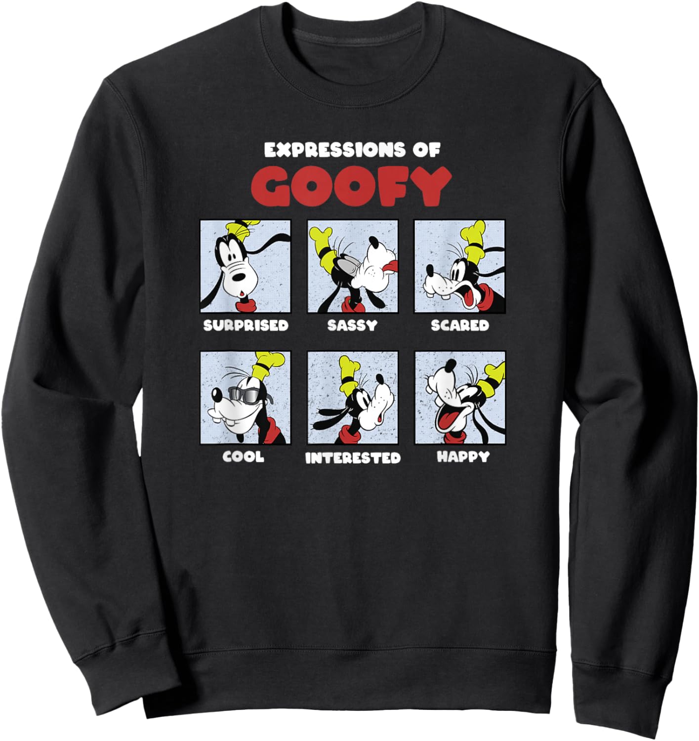 Disney Mickey And Friends Expressions Of Goofy Box Up Sweatshirt - Sweatshirt | Black