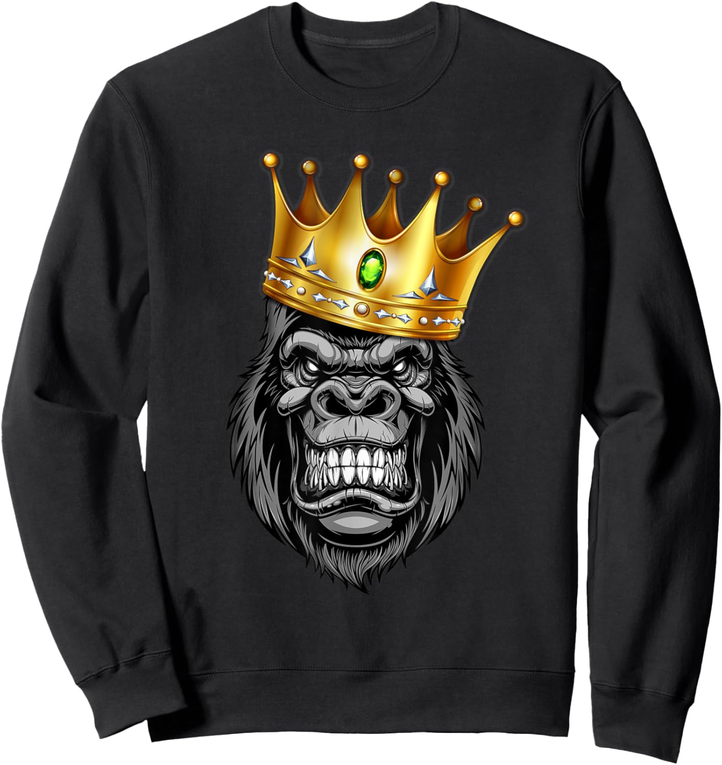 The King Of Angry Gorilla With Crown Ape Wildlife Sweatshirt - Sweatshirt | Black