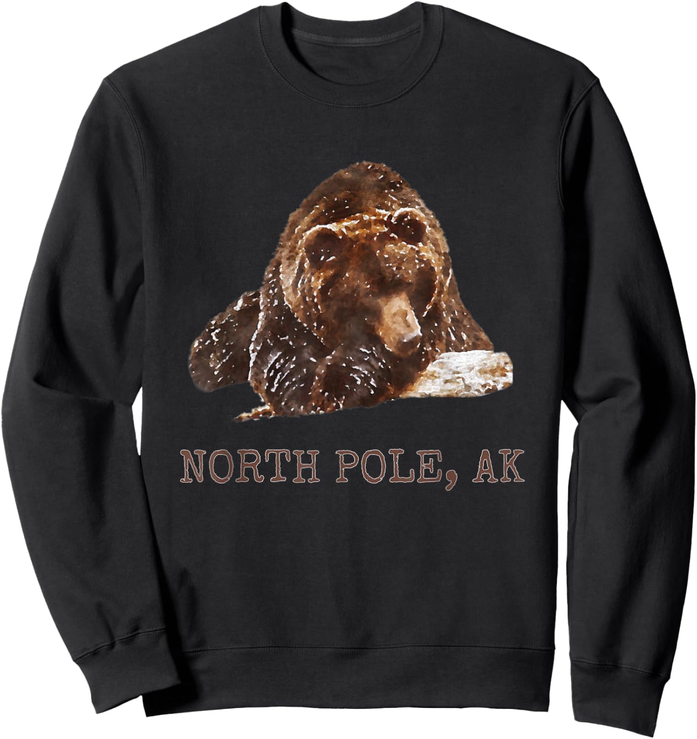 North Pole Brown Grizzly Bear In Snow Alaska Pacific NW Gift Sweatshirt - Sweatshirt | Black