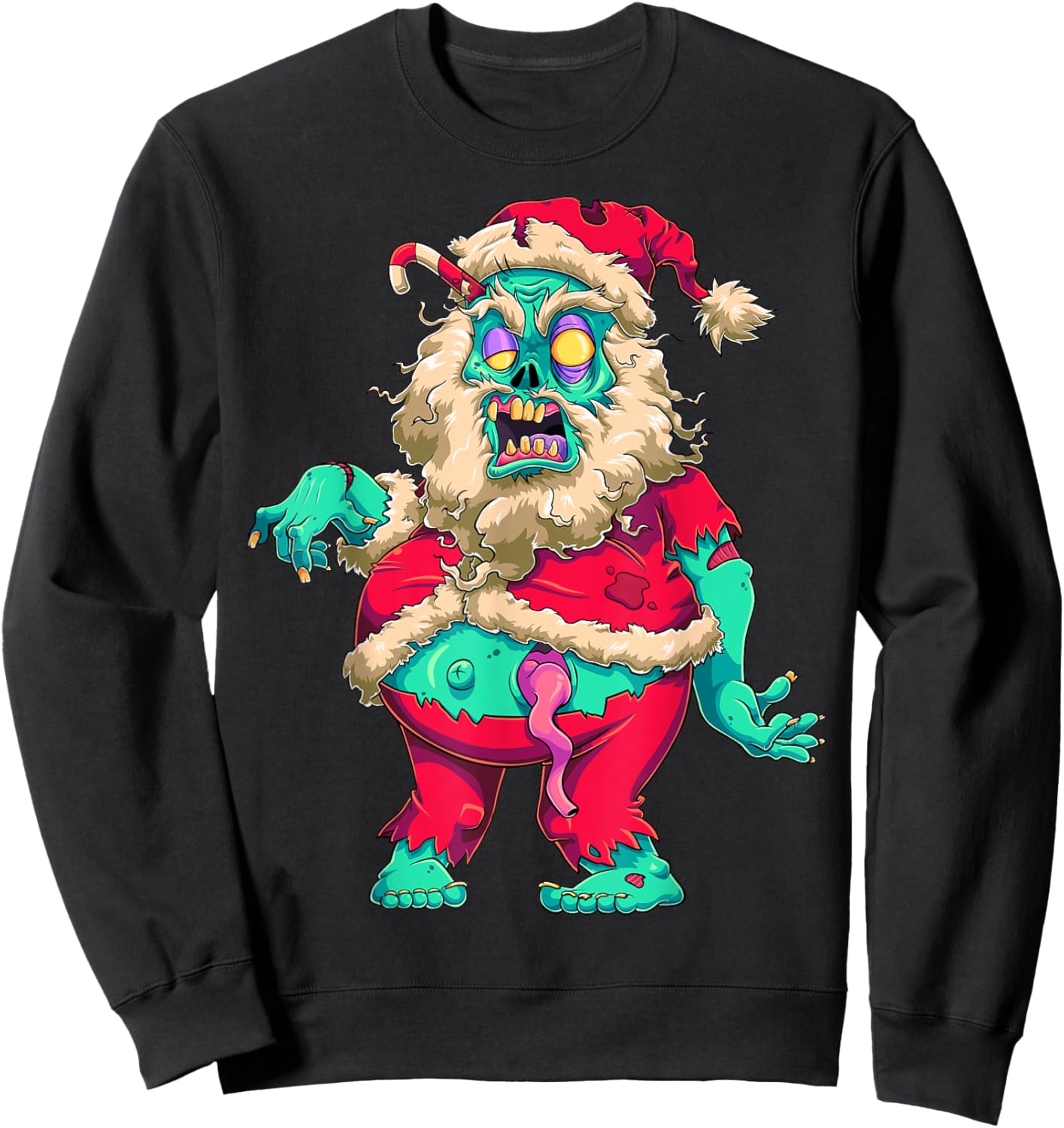 Scary Zombie Santa Claus Merry Creepy Christmas Krampus Kids Sweatshirt - Sweatshirt | Black