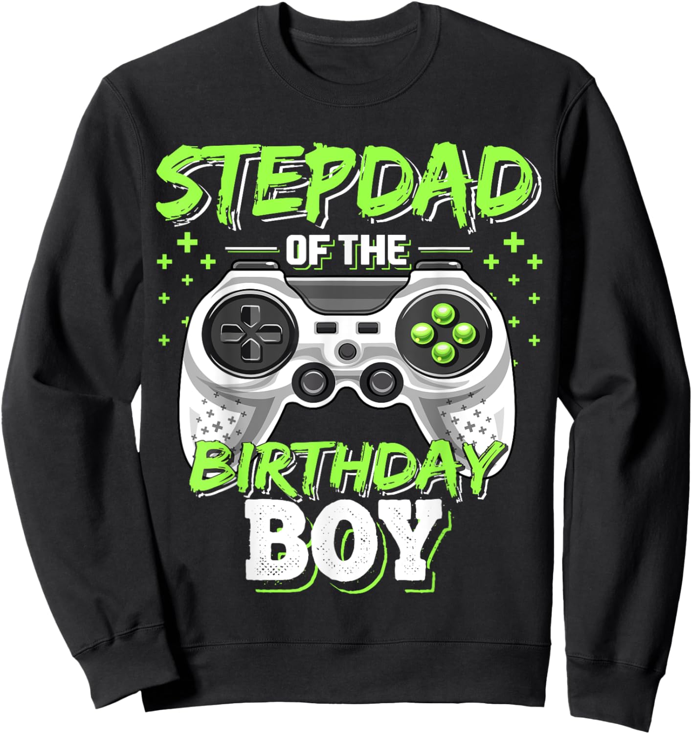 Stepdad of Birthday Boy Matching Video Game Birthday Party Sweatshirt - Sweatshirt | Black
