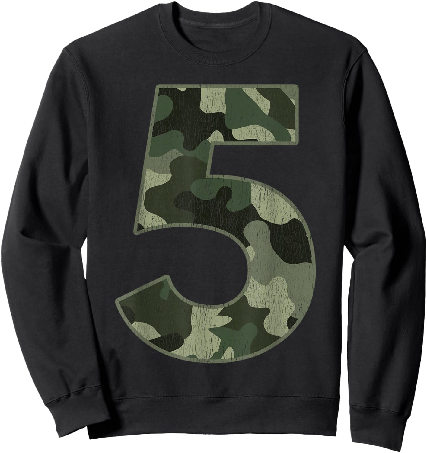 5th Birthday Army Birthday Party 5 Years Old Camo Number 5 Sweatshirt - Sweatshirt | Black