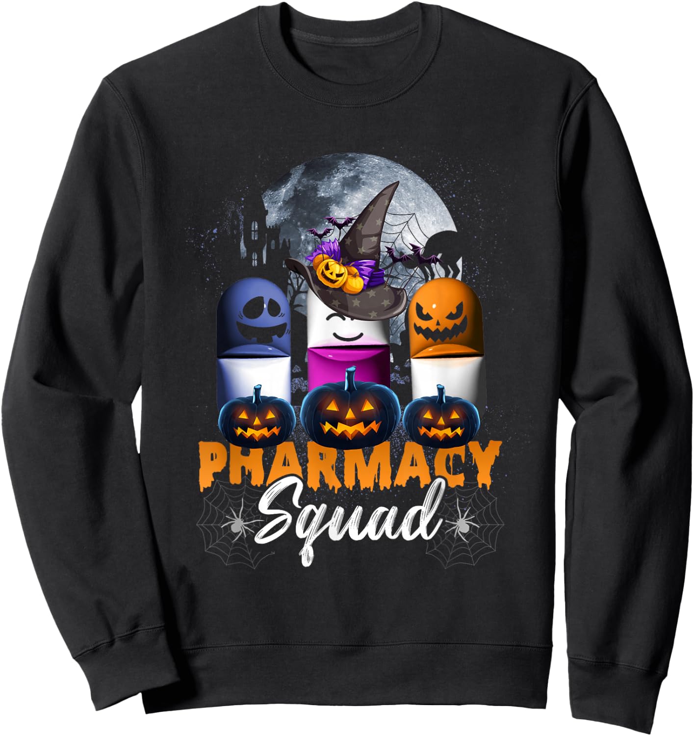 Witch Pills Pharmacy Pharmacist Squad Halloween Costume Sweatshirt - Sweatshirt | Black