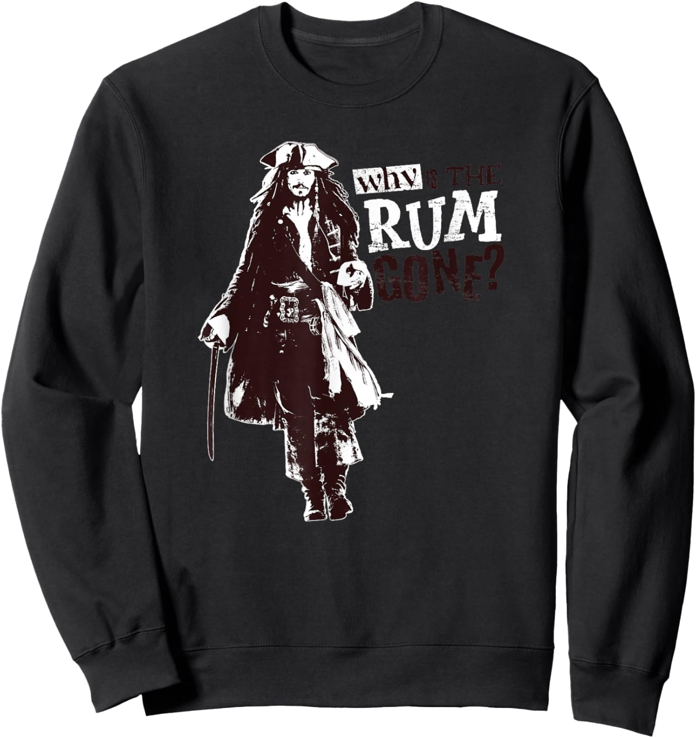 Disney Pirates of The Caribbean Jack Why is The Rum Gone? Small Sweatshirt - Sweatshirt | Black