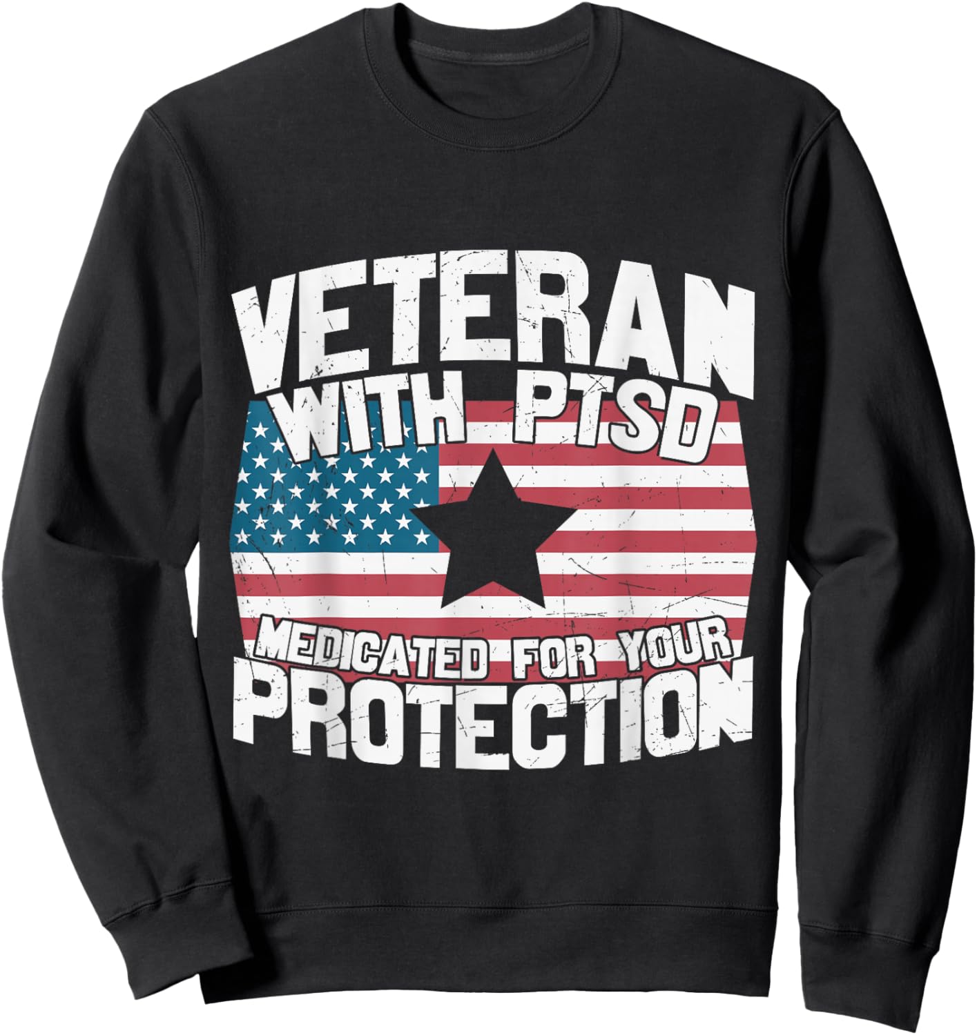 Veteran U.S Flag PTSD Awareness Sweatshirt - Sweatshirt | Black