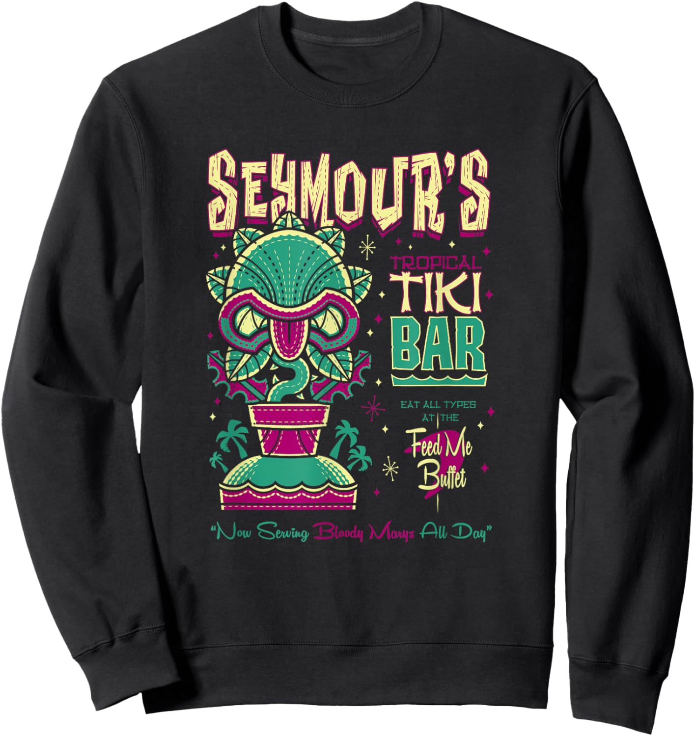 Seymours Creepy Cute Tropical Tiki Lounge - Surf Monster Sweatshirt - Sweatshirt | Black
