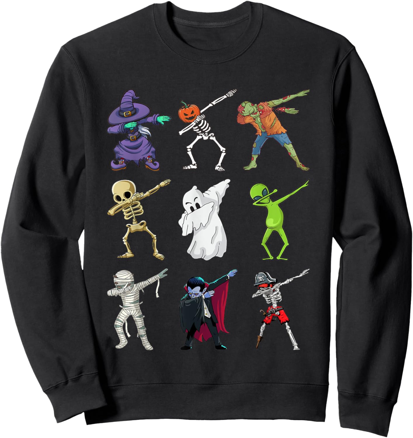 Halloween Dabbing Skeleton Witch Vampire Mummy Zombie Pirate Sweatshirt - Sweatshirt | Black