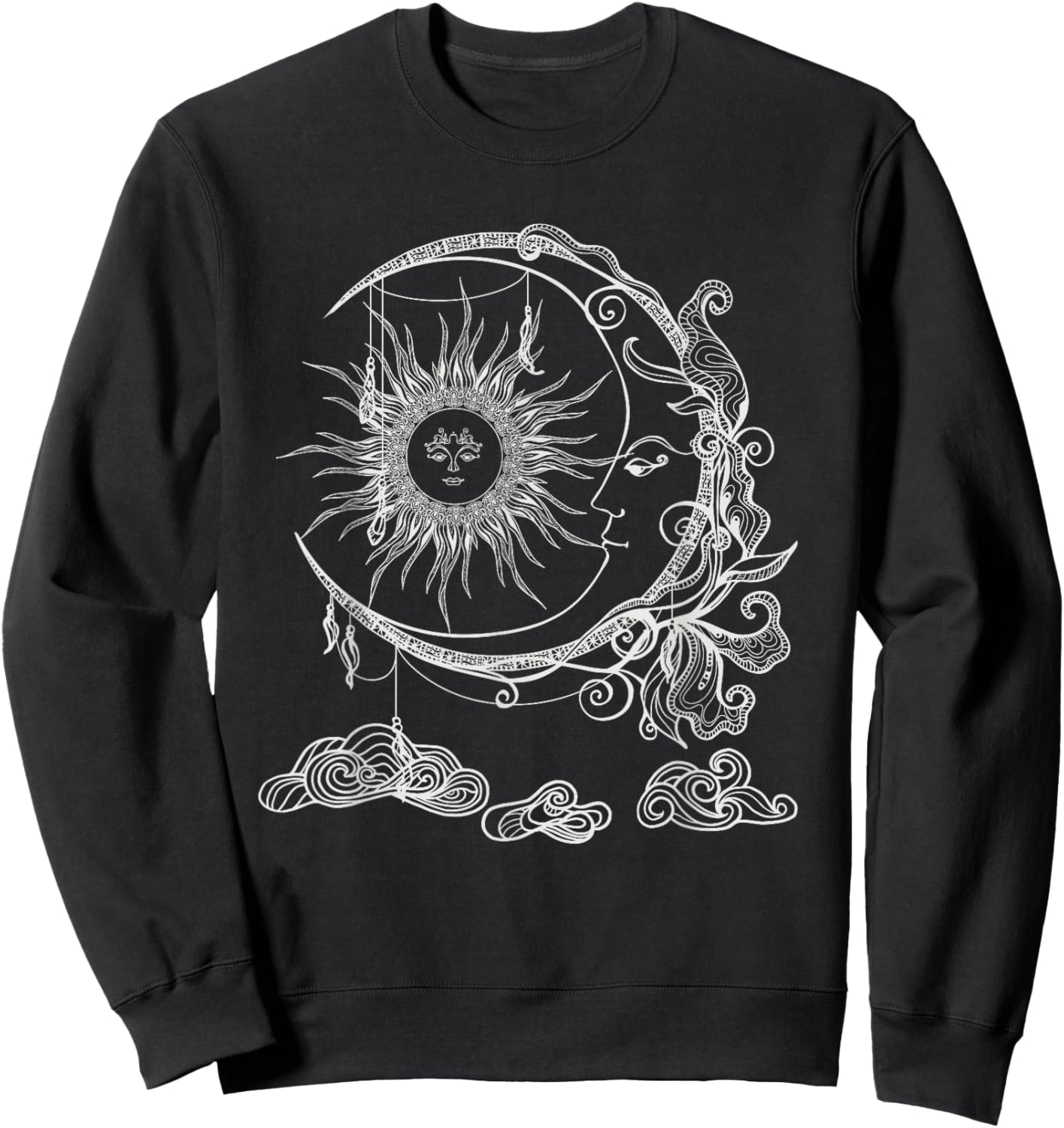 Space Celestial Bodies Sun Moon Boho Luna Solar Astronomy Sweatshirt - Sweatshirt | Black