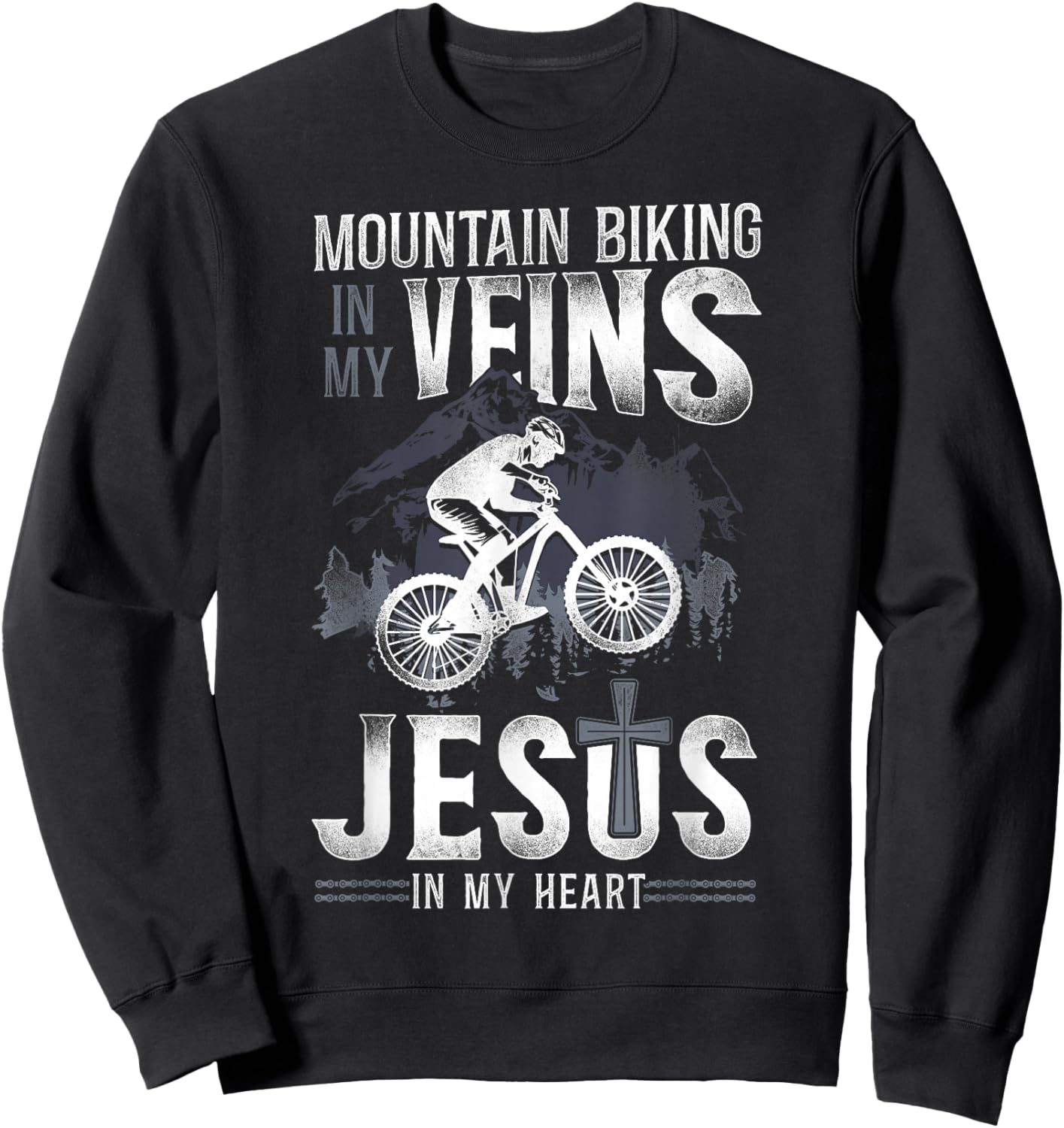 Enduro MTB Mountain Bike Riding Downhill Jesus Faith Vintage Sweatshirt - Sweatshirt | Black