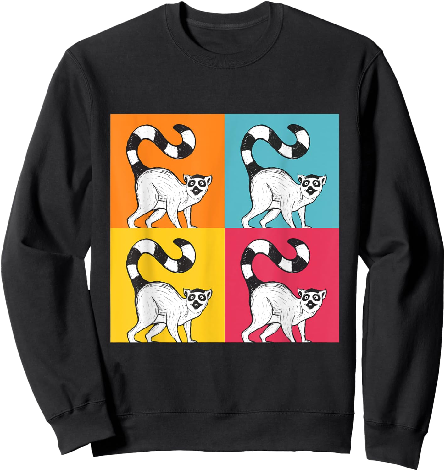 Lemur Pop Art - Zookeeper Animal Researcher Lemur Lover Sweatshirt - Sweatshirt | Black