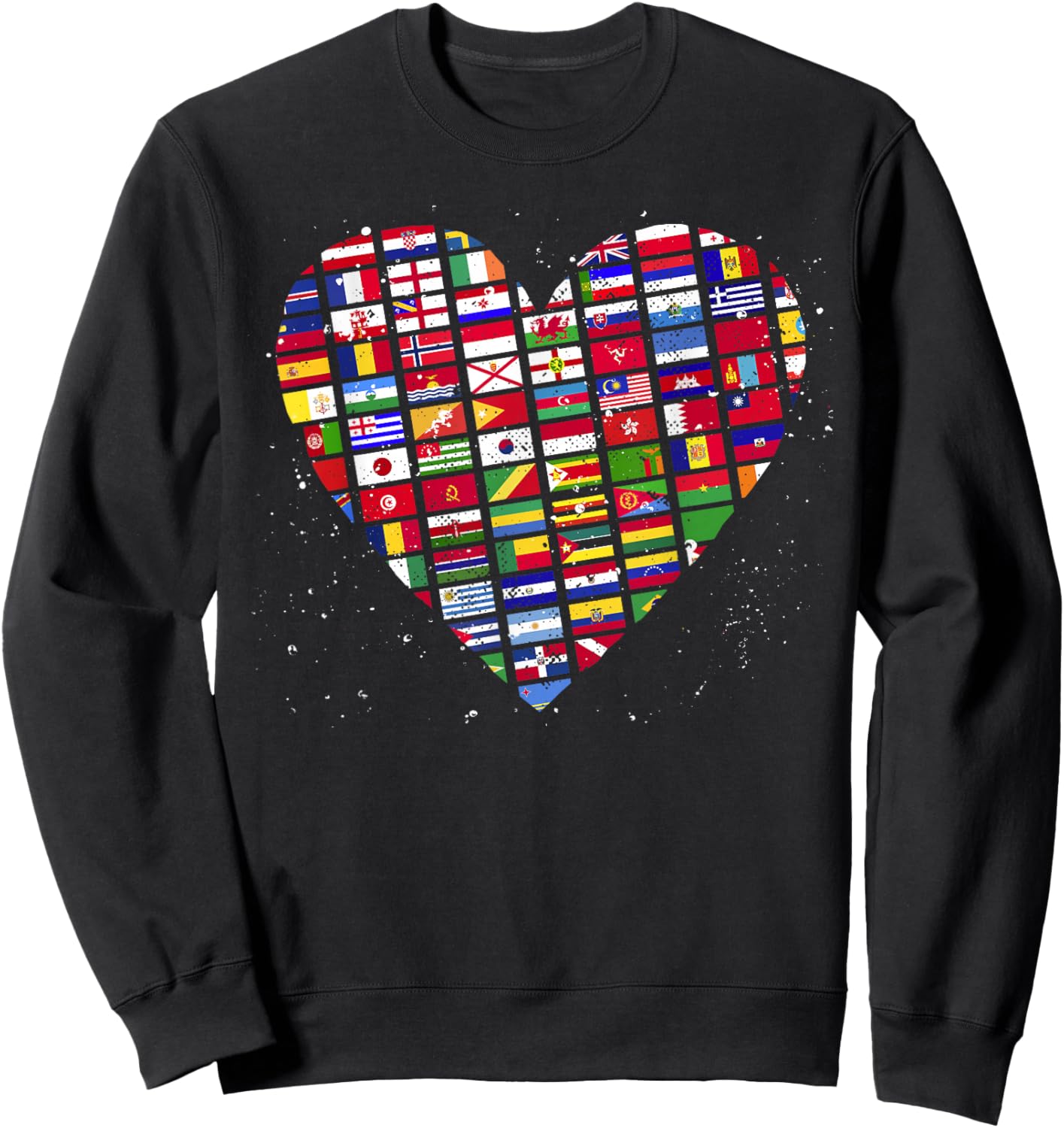 Heart World Country Flags Planet Birthday Earth Day Sweatshirt - Sweatshirt | Black