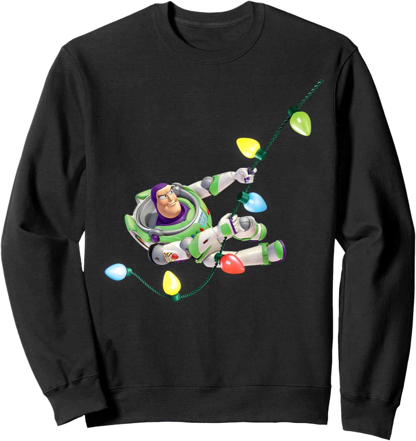 Disney Pixar Toy Story Buzz Lightyear Christmas Lights Sweatshirt - Sweatshirt | Black