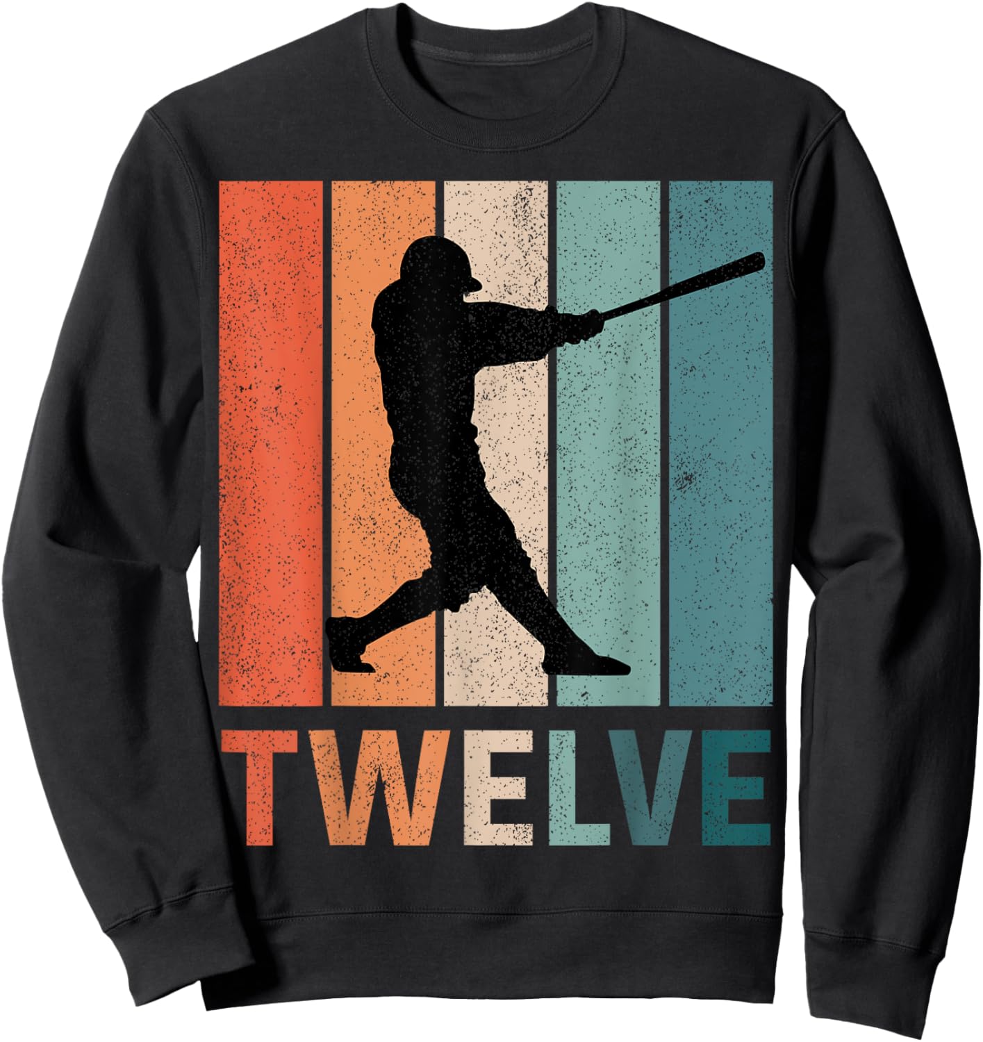 12th Birthday Retro Baseball Player Boys Kids 12 Years Old Sweatshirt - Sweatshirt | Black