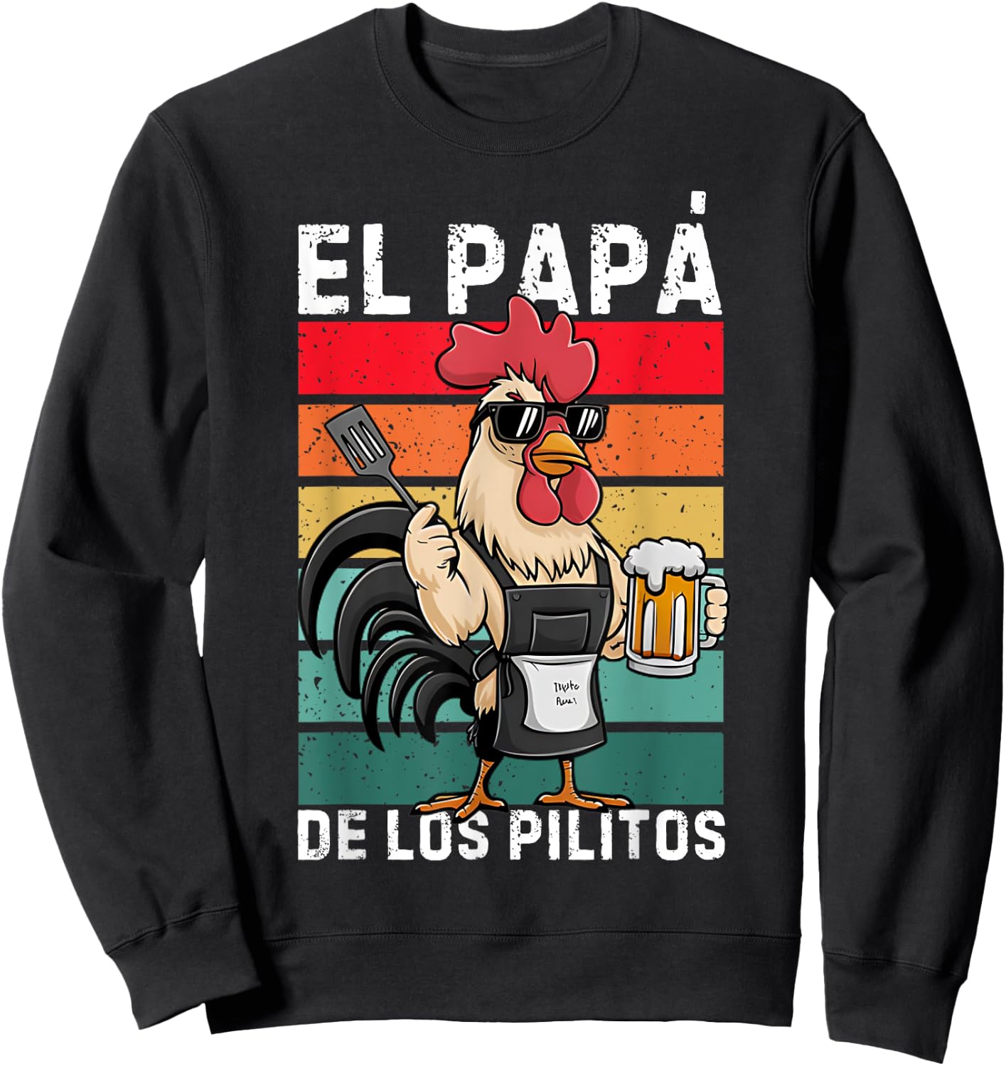 Retro El Papa de lo pollitos funny Spanish Dia del Padre Sweatshirt - Sweatshirt | Black