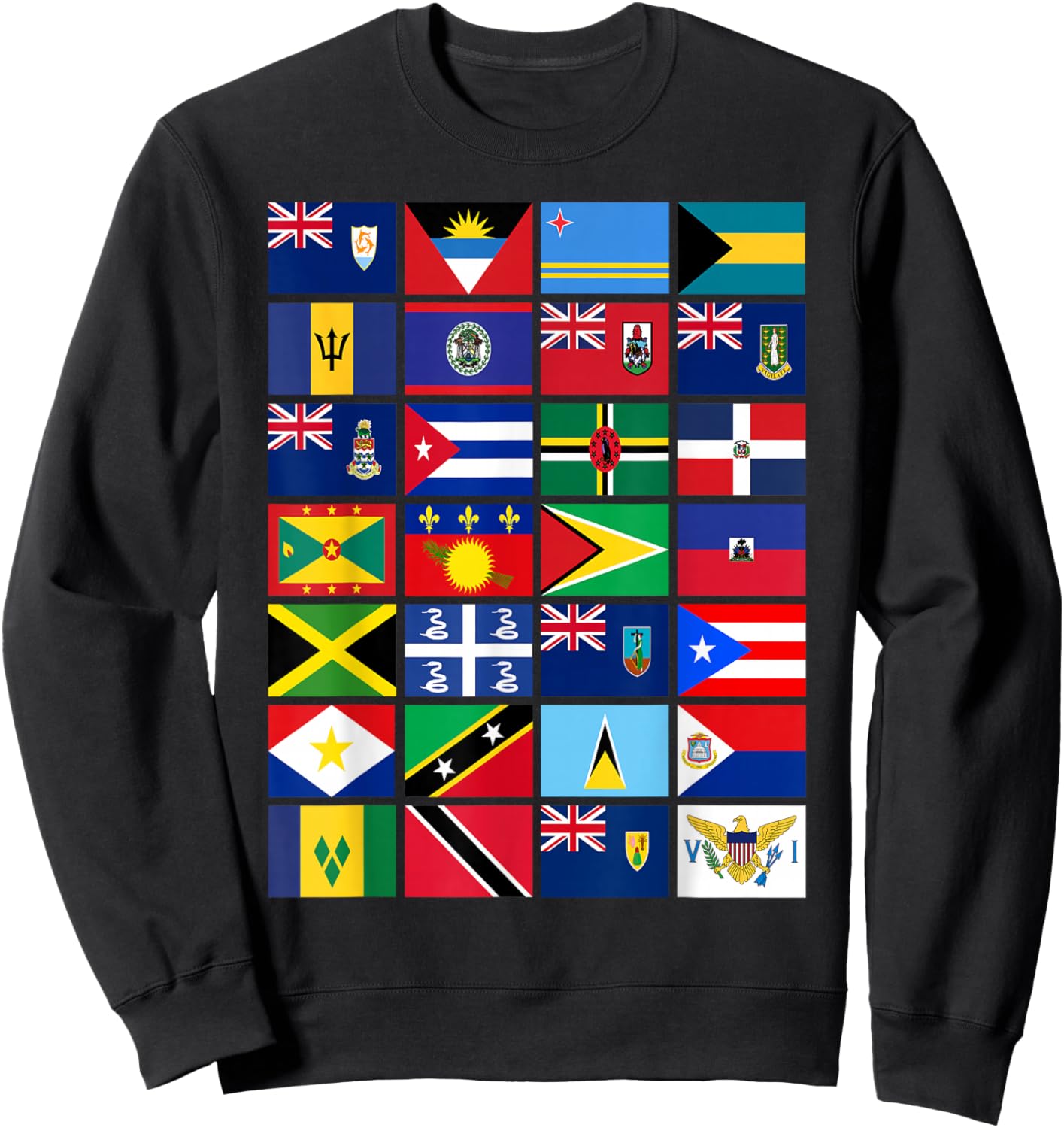 Caribbean Flags Unity Pride Souvenir Geography Gift Sweatshirt - Sweatshirt | Black