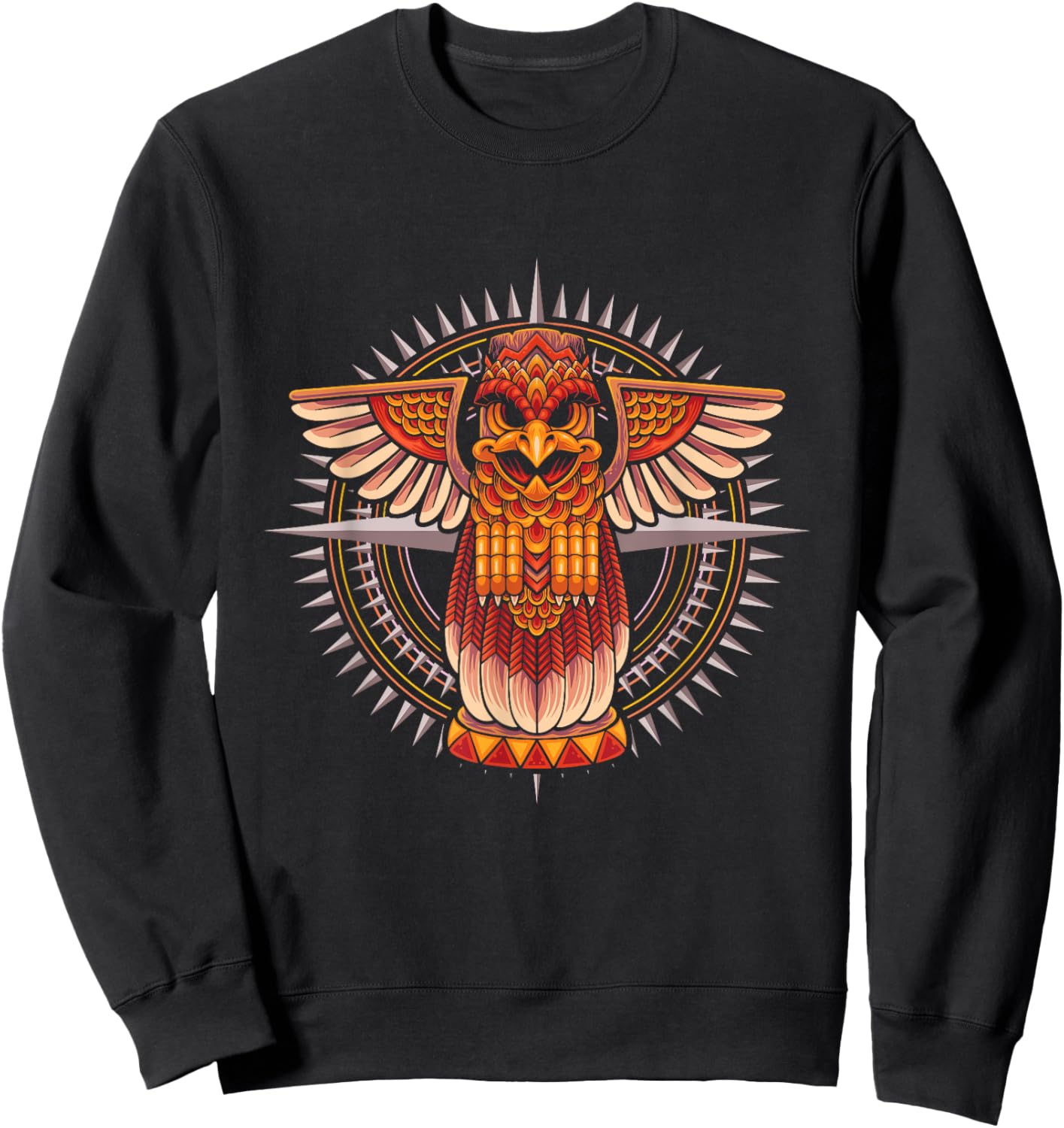 Aztec Symbol Bird Warrior Mexican Maya History Archeology Sweatshirt - Sweatshirt | Black