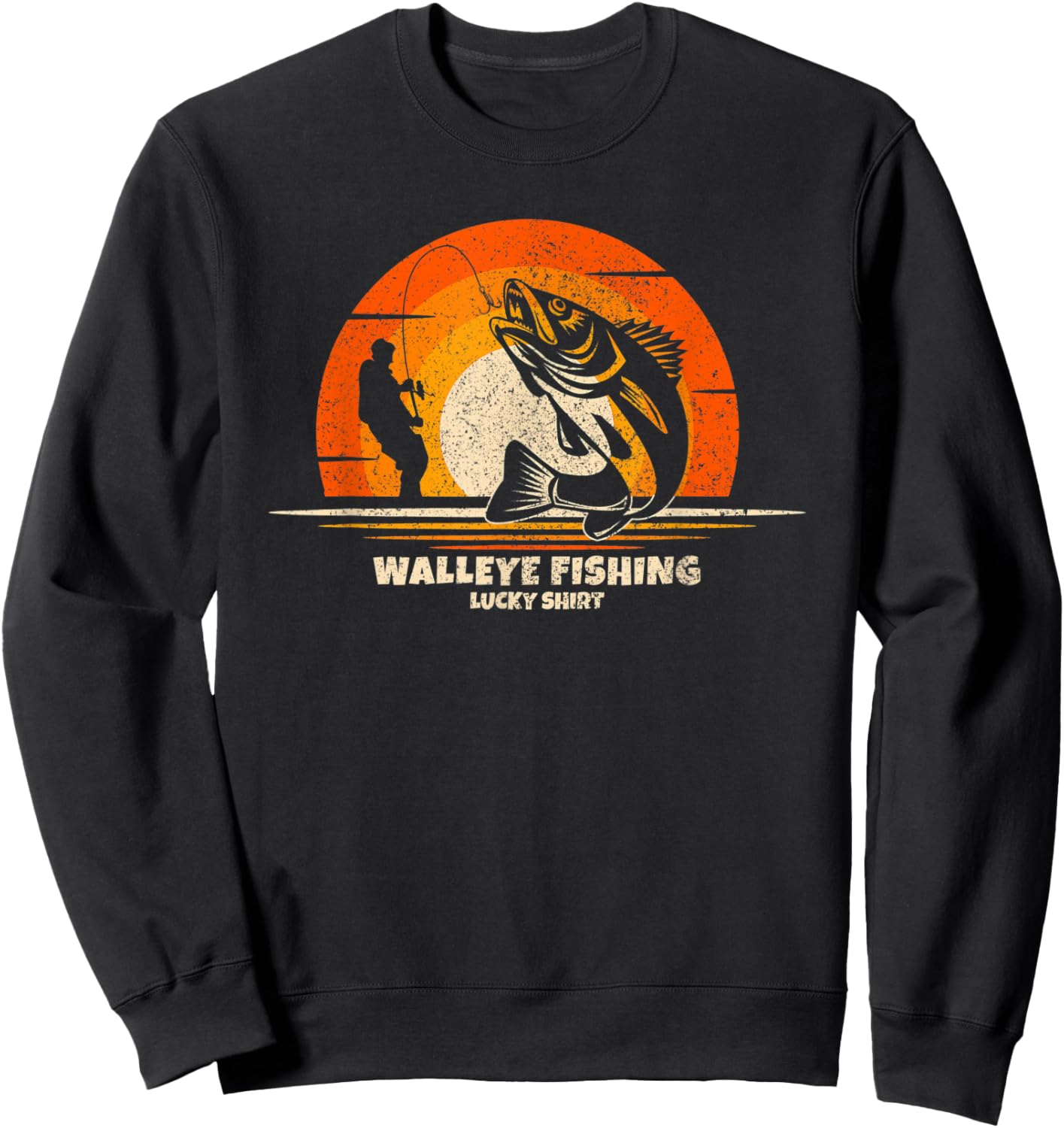 Walleye Fisherman Lucky Charm Walleye Fishing Sweatshirt - Sweatshirt | Black