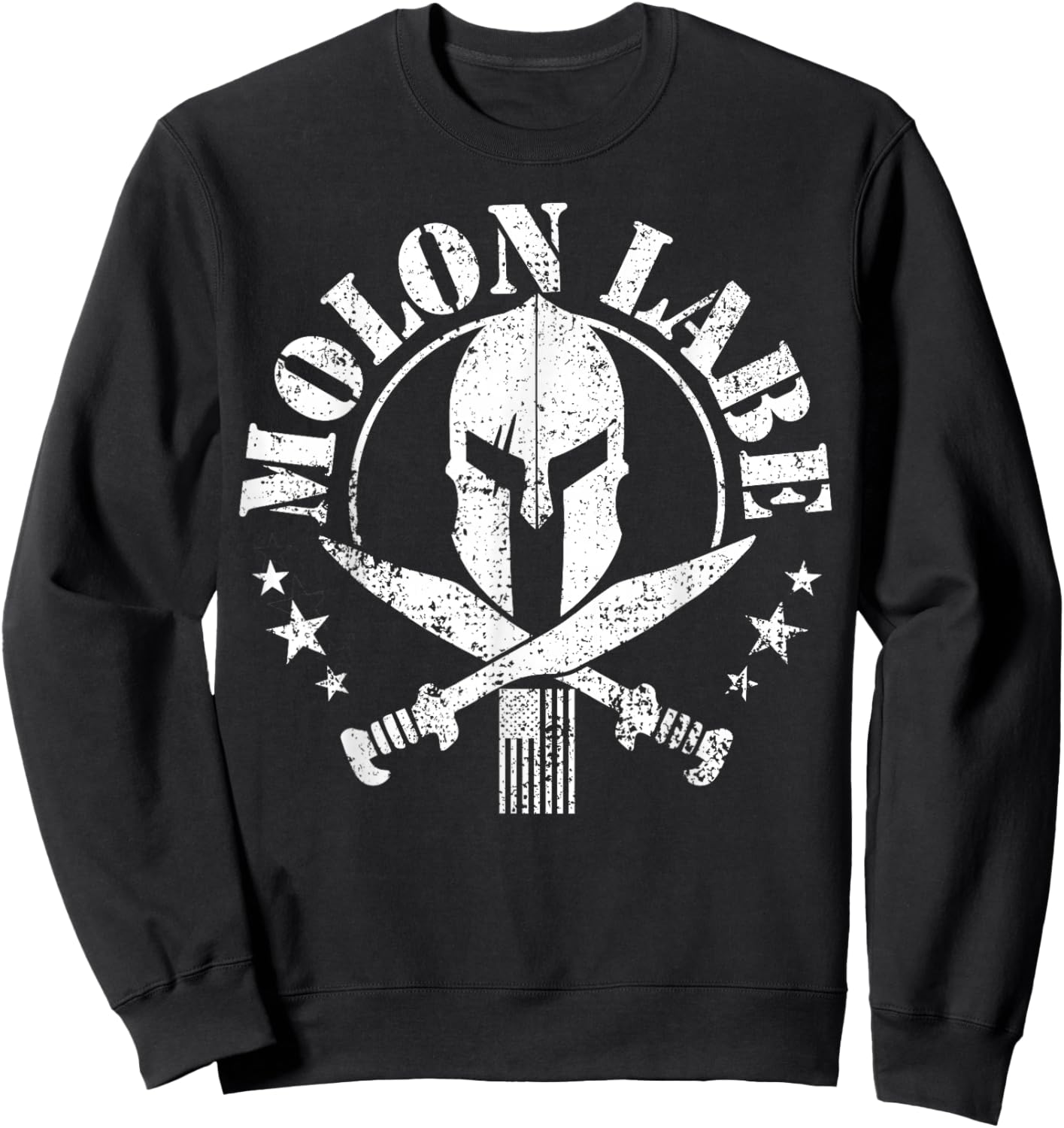 Epic Patriotic American Flag Molon Labe Spartan Military Sweatshirt - Sweatshirt | Black