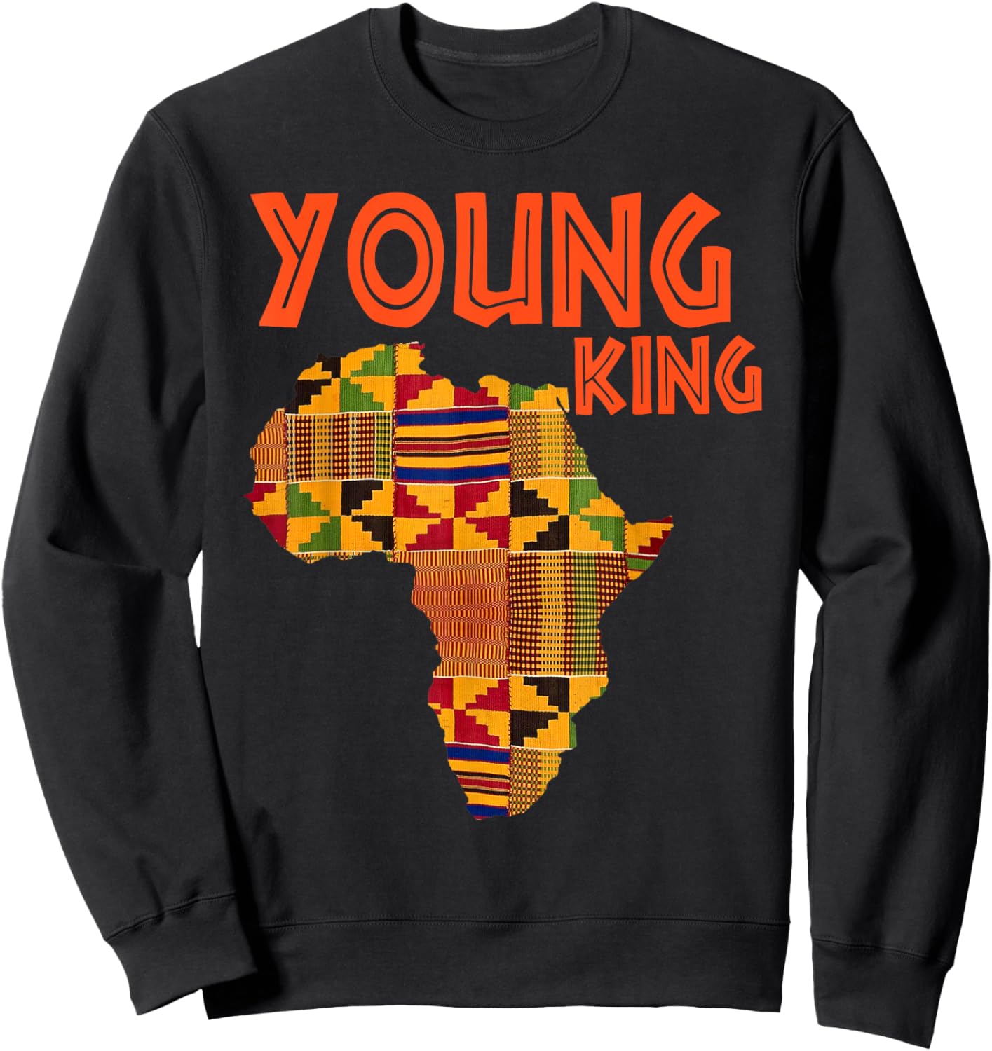 Boys African Attire Kente Print Little Kids Young King Kente Sweatshirt - Sweatshirt | Black