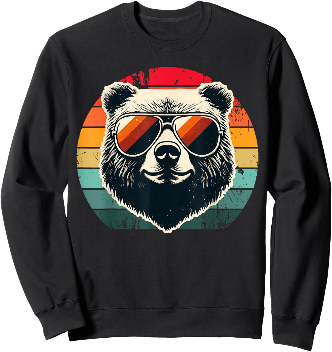 Cool Retro Bear in Sunglasses 70s 80s 90s Novelty Funny Bear Sweatshirt - Sweatshirt | Black