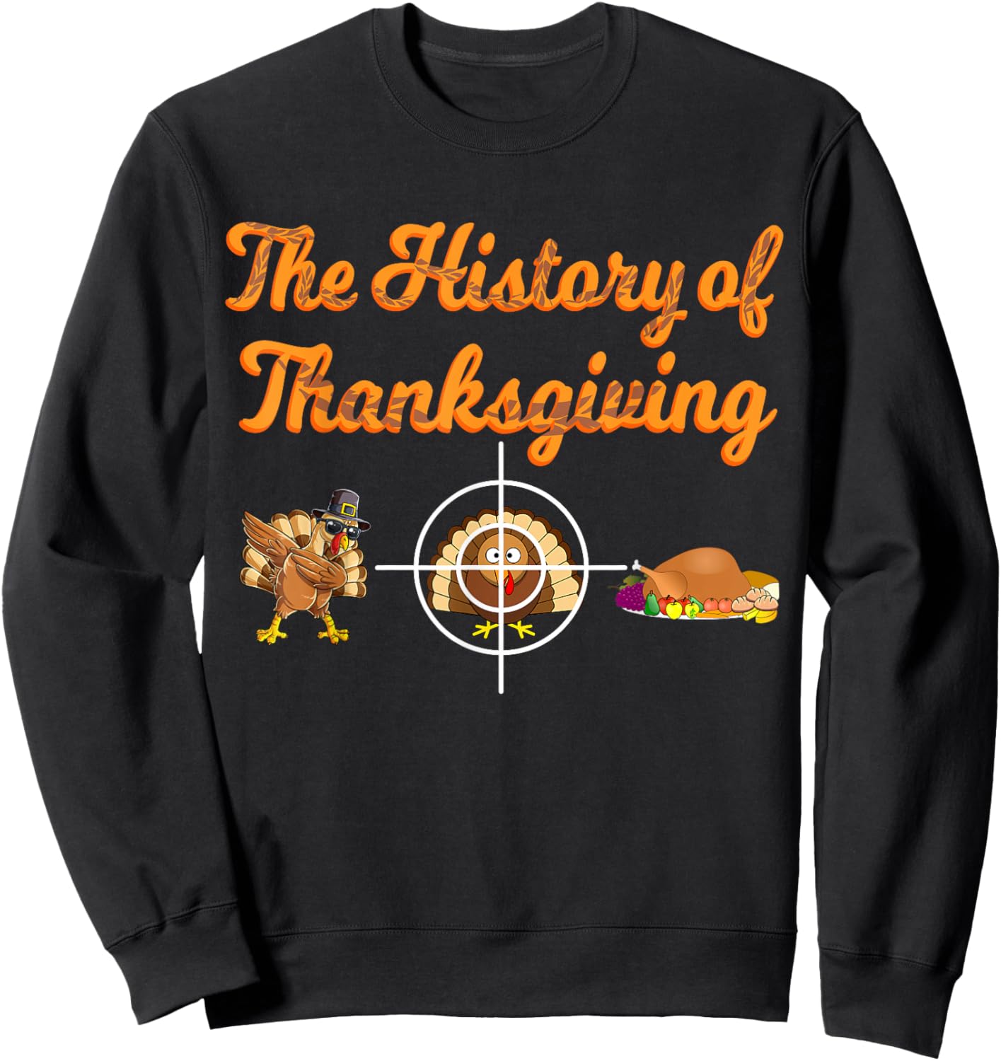 The History of Thanksgiving Day Pilgrim Boys Girls Turkey Sweatshirt - Sweatshirt | Black