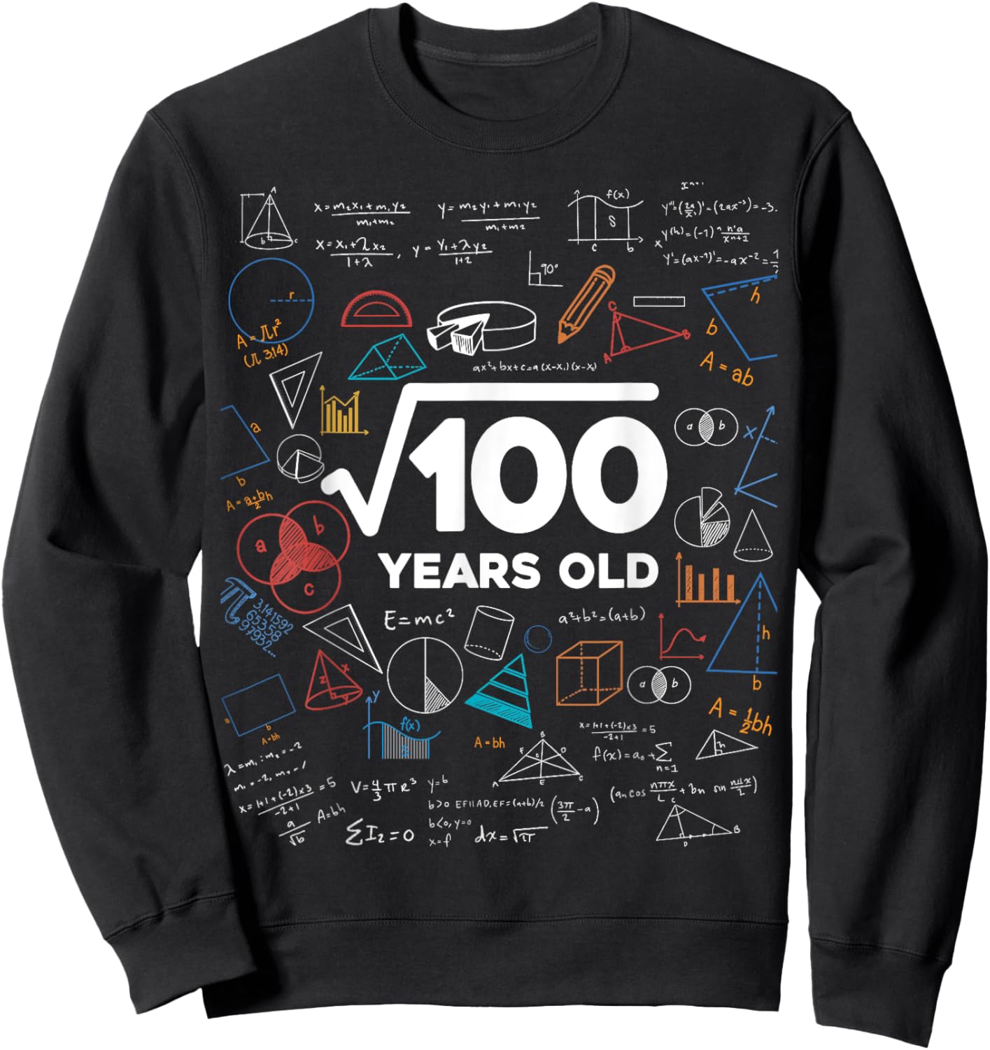 Square Root Of 100 10th Birthday Math Lover 10 Year Old Bday Sweatshirt - Sweatshirt | Black