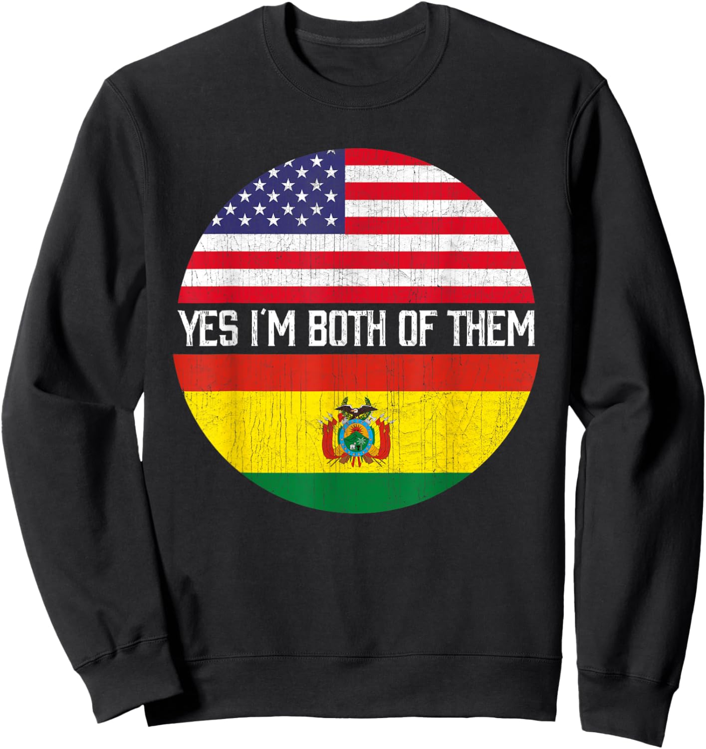 Half American Half Bolivian USA Flag Family Heritage Kids Men Sweatshirt - Sweatshirt | Black