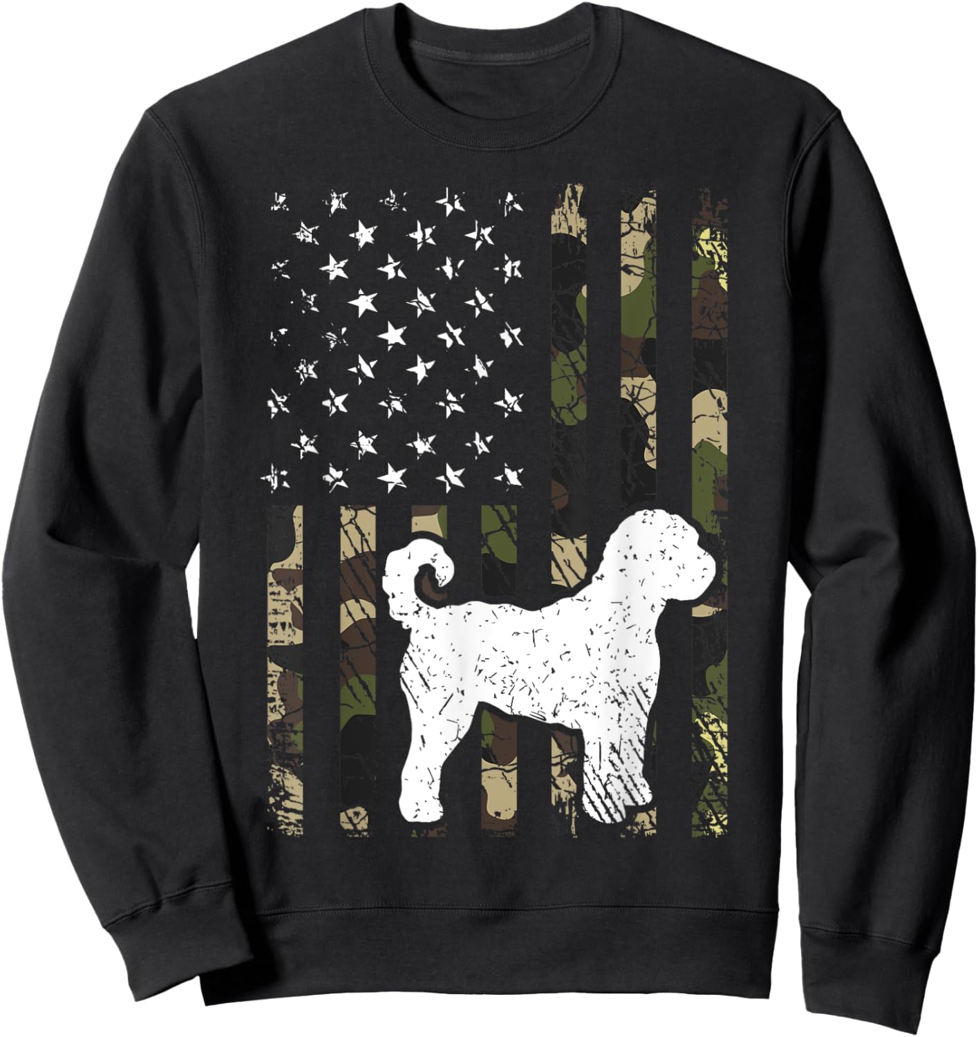 Labradoodle Dog Dad Mom Camouflage USA Flag Women Kids Sweatshirt - Sweatshirt | Black