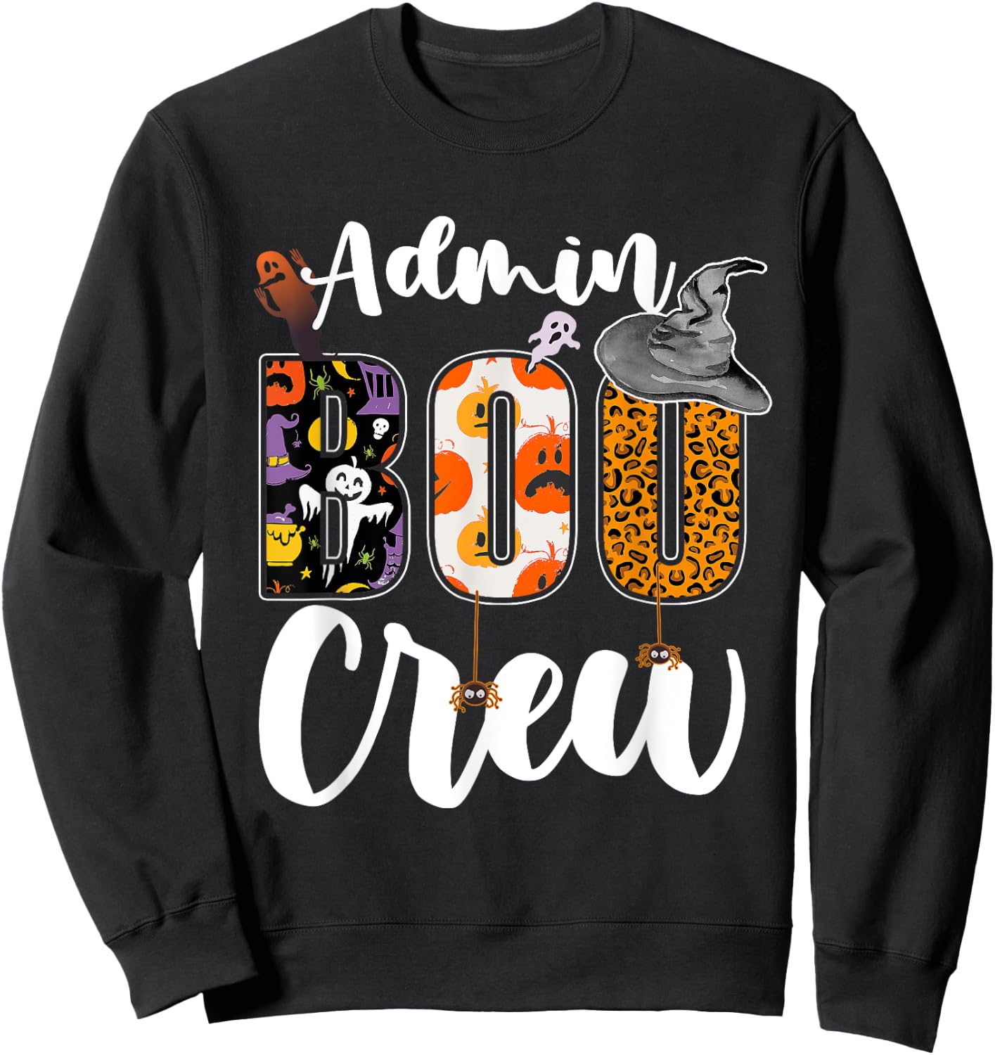 Admin Boo Crew Halloween Matching Administrator Funny Sweatshirt - Sweatshirt | Black