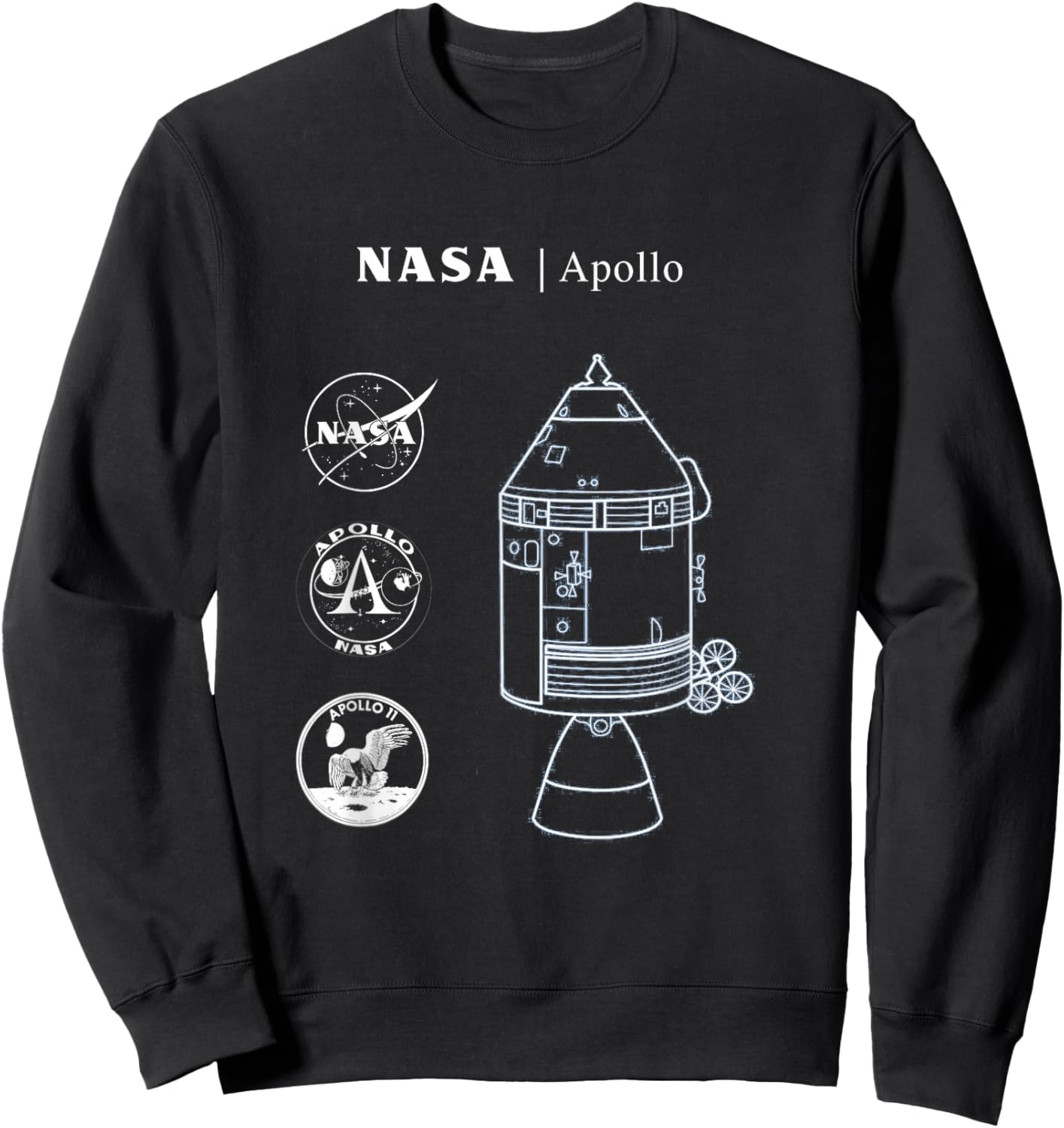 NASA Apollo Spaceship - Magic Blue Diagram - Retun to Moon Sweatshirt - Sweatshirt | Black
