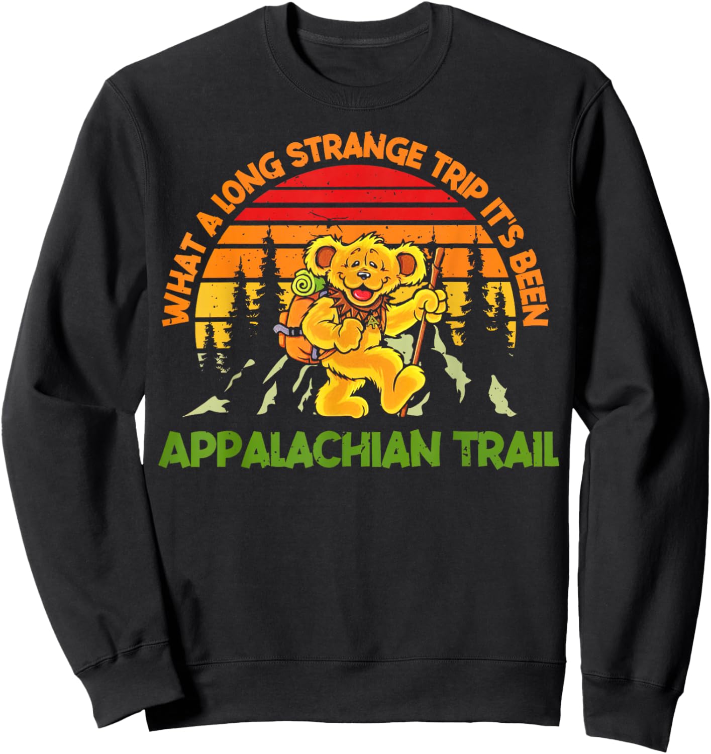 Grateful-Bear What A Long Strange Trip It's Been-Appalachian Sweatshirt - Sweatshirt | Black