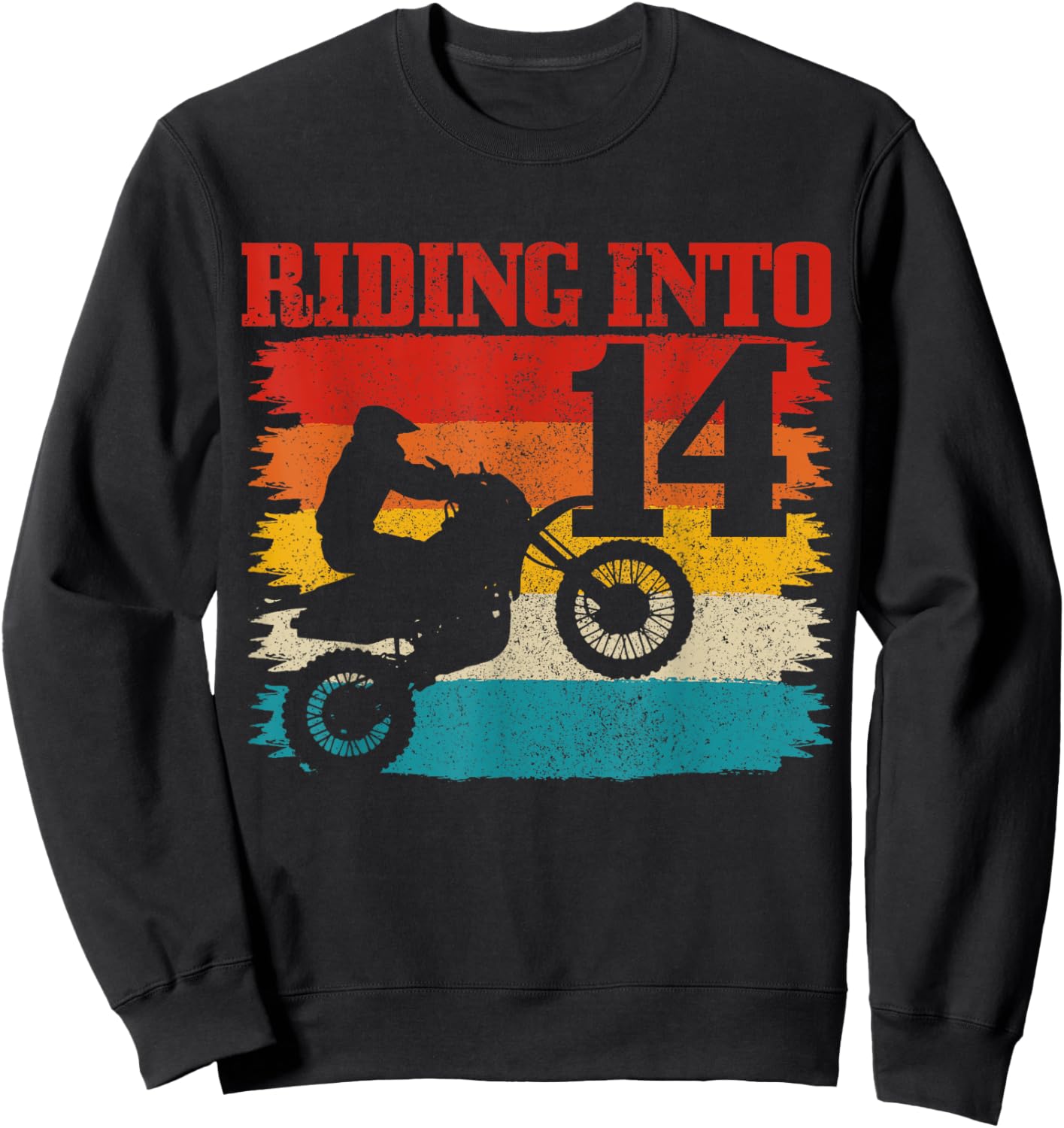 Riding Into 14 Motocross 14th Birthday Dirt Bike Enduro Sweatshirt - Sweatshirt | Black