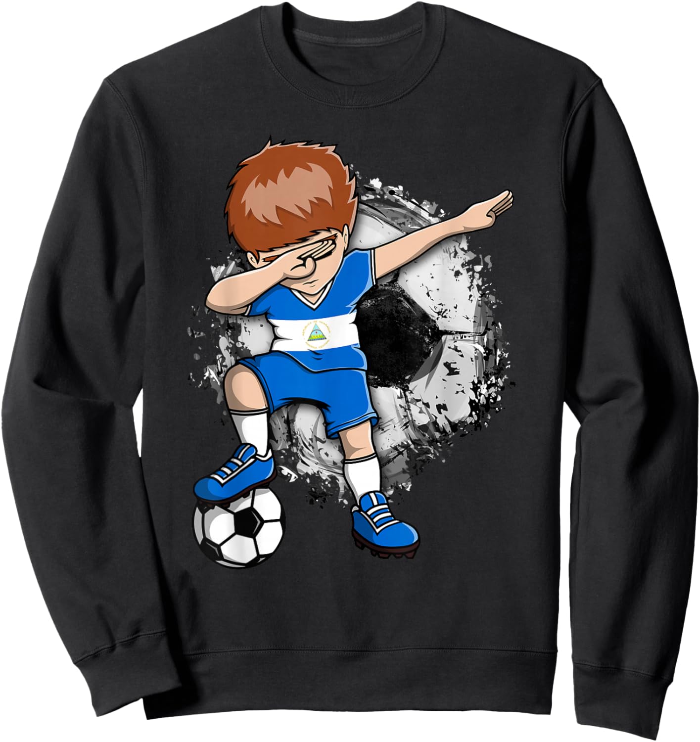 Dabbing Soccer Boy Nicaragua Jersey Nicaragua Football Fans Sweatshirt - Sweatshirt | Black