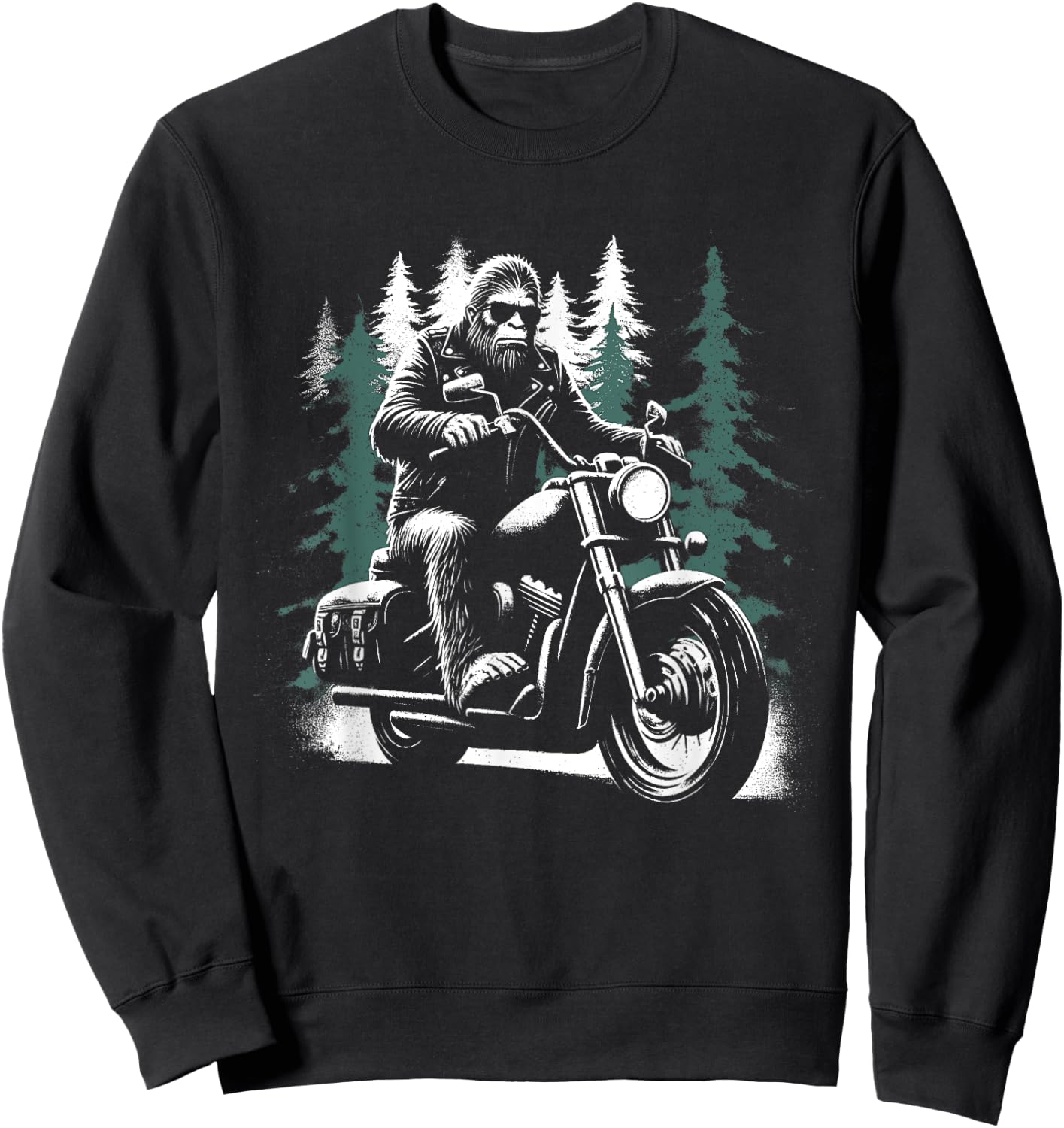 Bigfoot Motorcycle Biker - Funny Bigfoot Sasquatch Lover Sweatshirt - Sweatshirt | Black