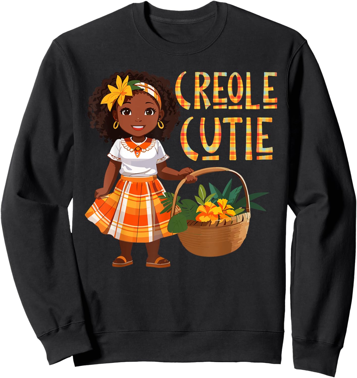 Creole Day Cutie Madras Jounen Kweyol Saint.Lucia Girls Sweatshirt - Sweatshirt | Black