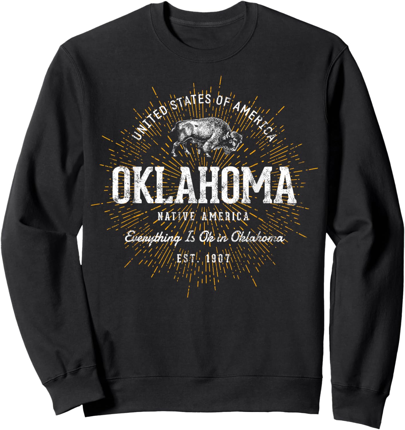 Vintage State of Oklahoma Retro Sweatshirt - Sweatshirt | Black