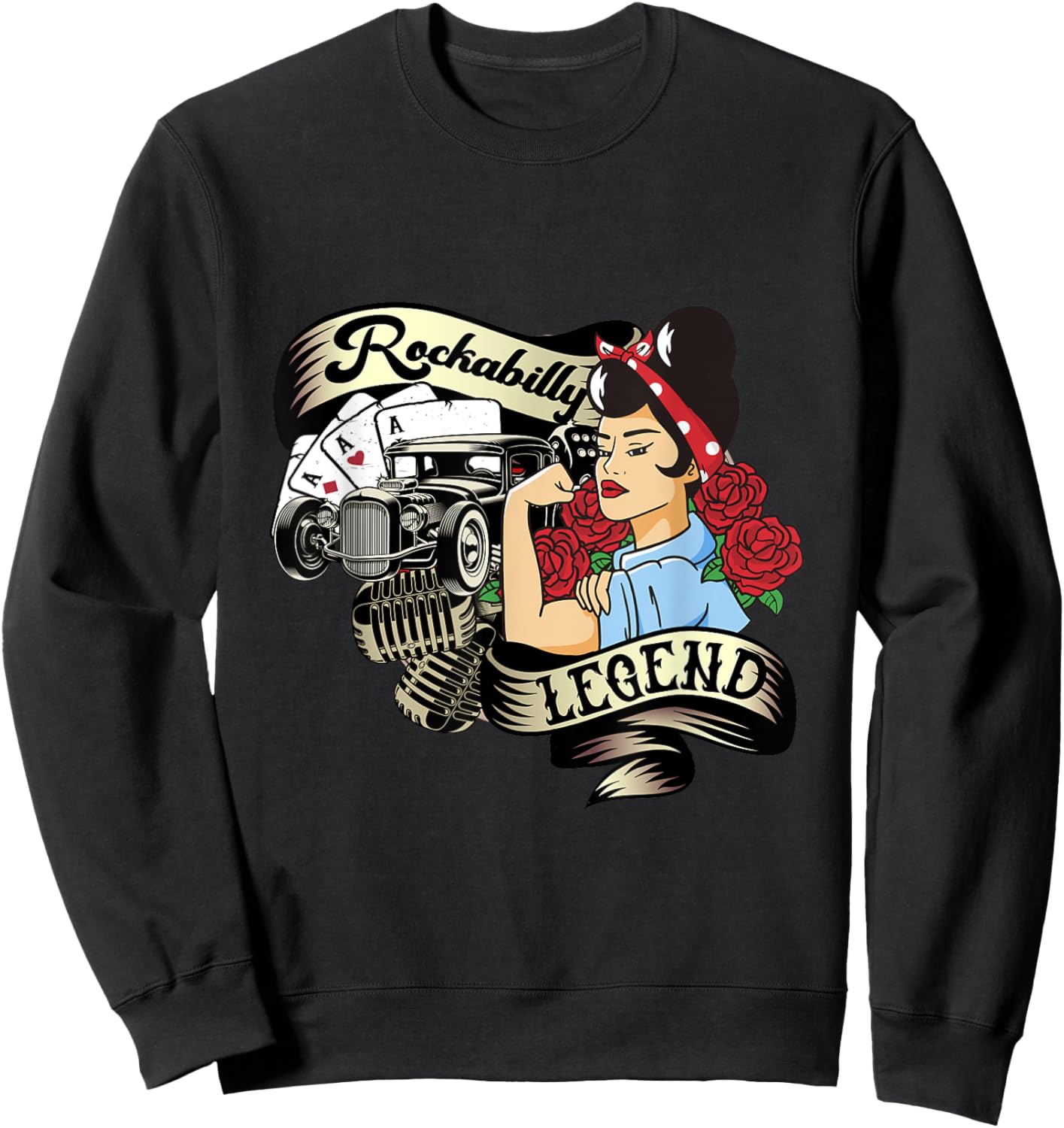Vintage 50s RnR Design - Rockabilly Legend Sweatshirt - Sweatshirt | Black
