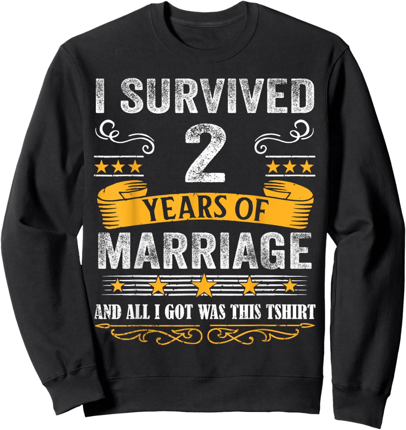 2nd Wedding Anniversary shirt Couples Husband Wife 2 Years Sweatshirt - Sweatshirt | Black