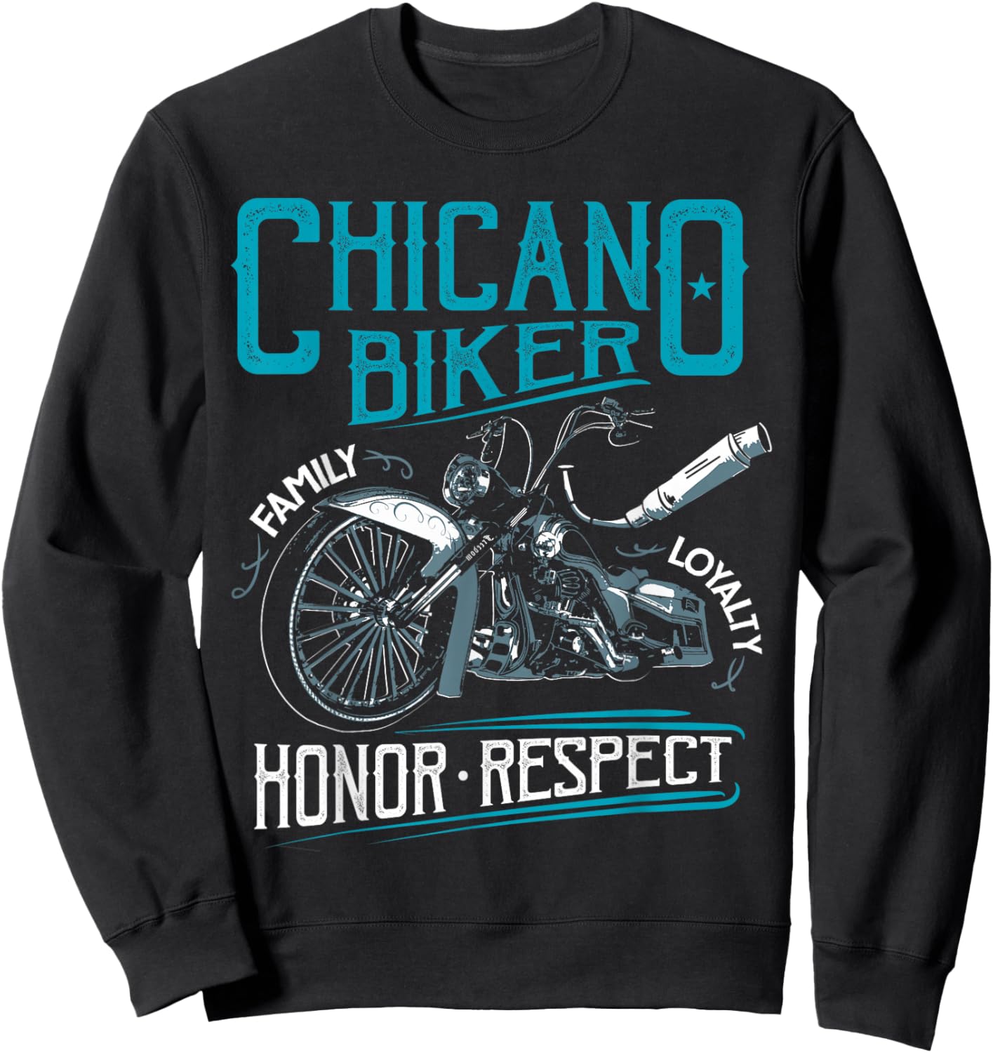 Lowriders Motorcycle Biker Custom Chicano Vintage Mexican Sweatshirt - Sweatshirt | Black