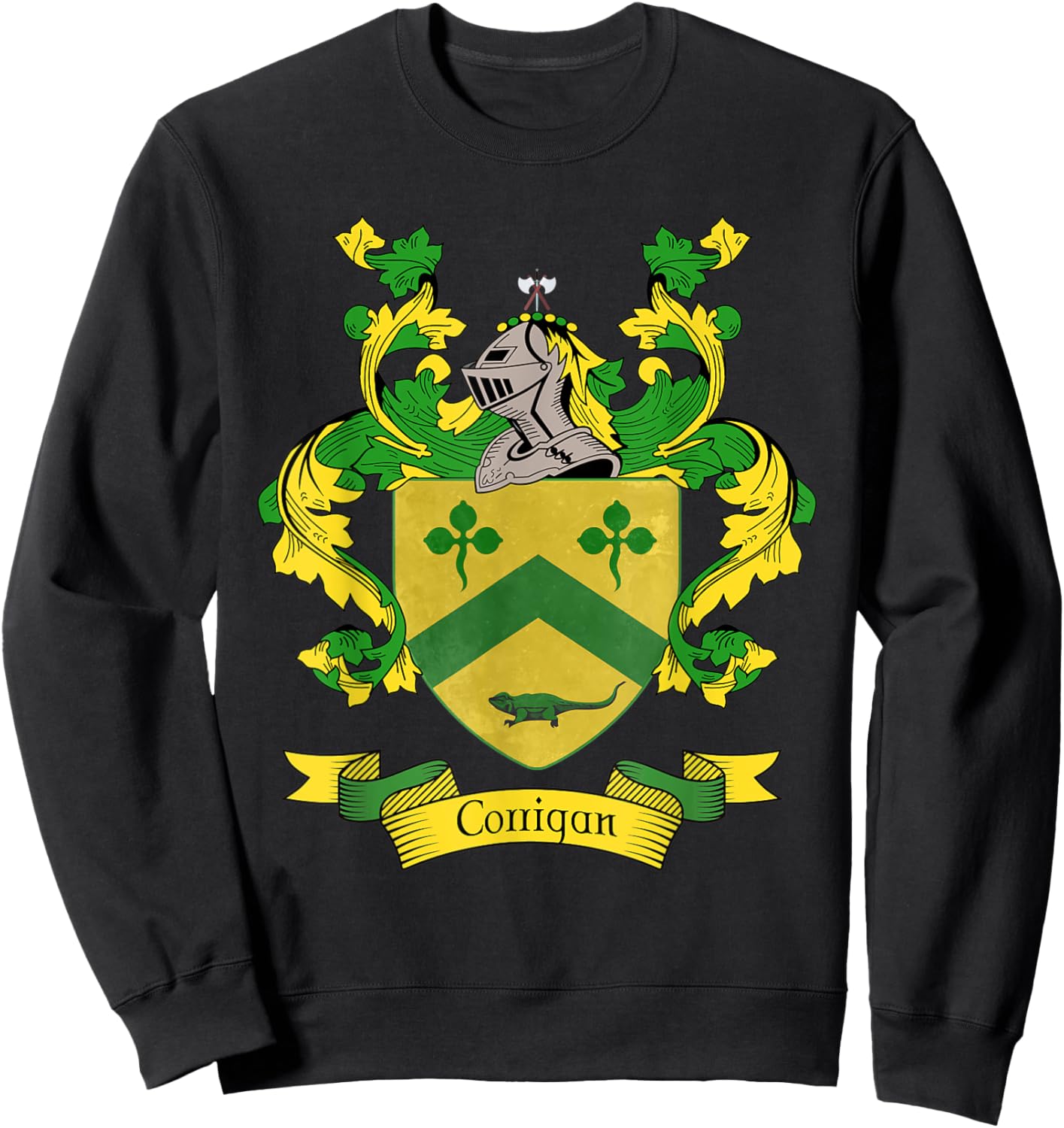 Corrigan Coat of Arms | Corrigan Surname Family Crest Sweatshirt - Sweatshirt | Black
