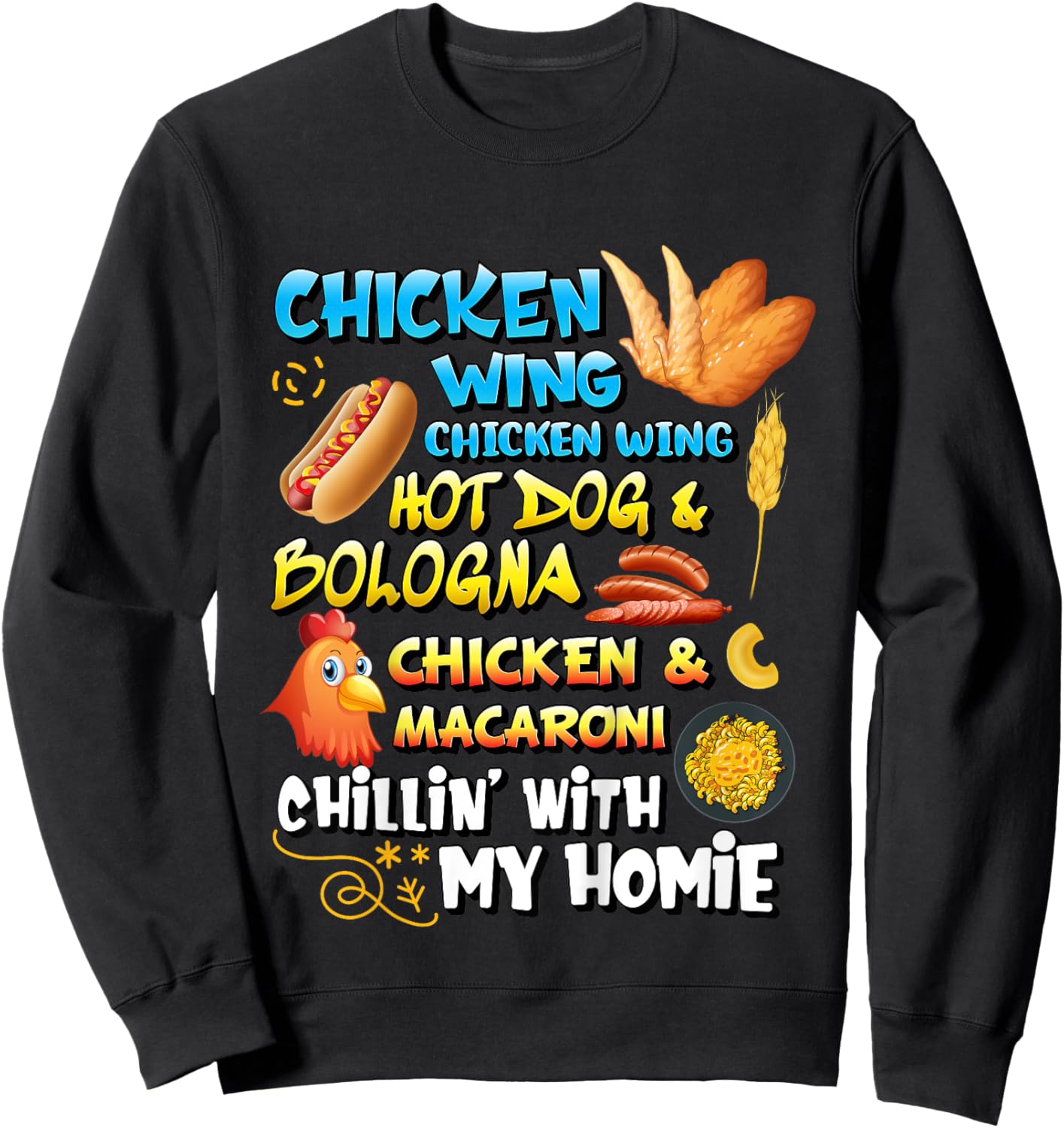Viral Chicken Wing Chicken Wing Hot Dog Bologna Song lyric for Kids Sweatshirt - Sweatshirt | Black