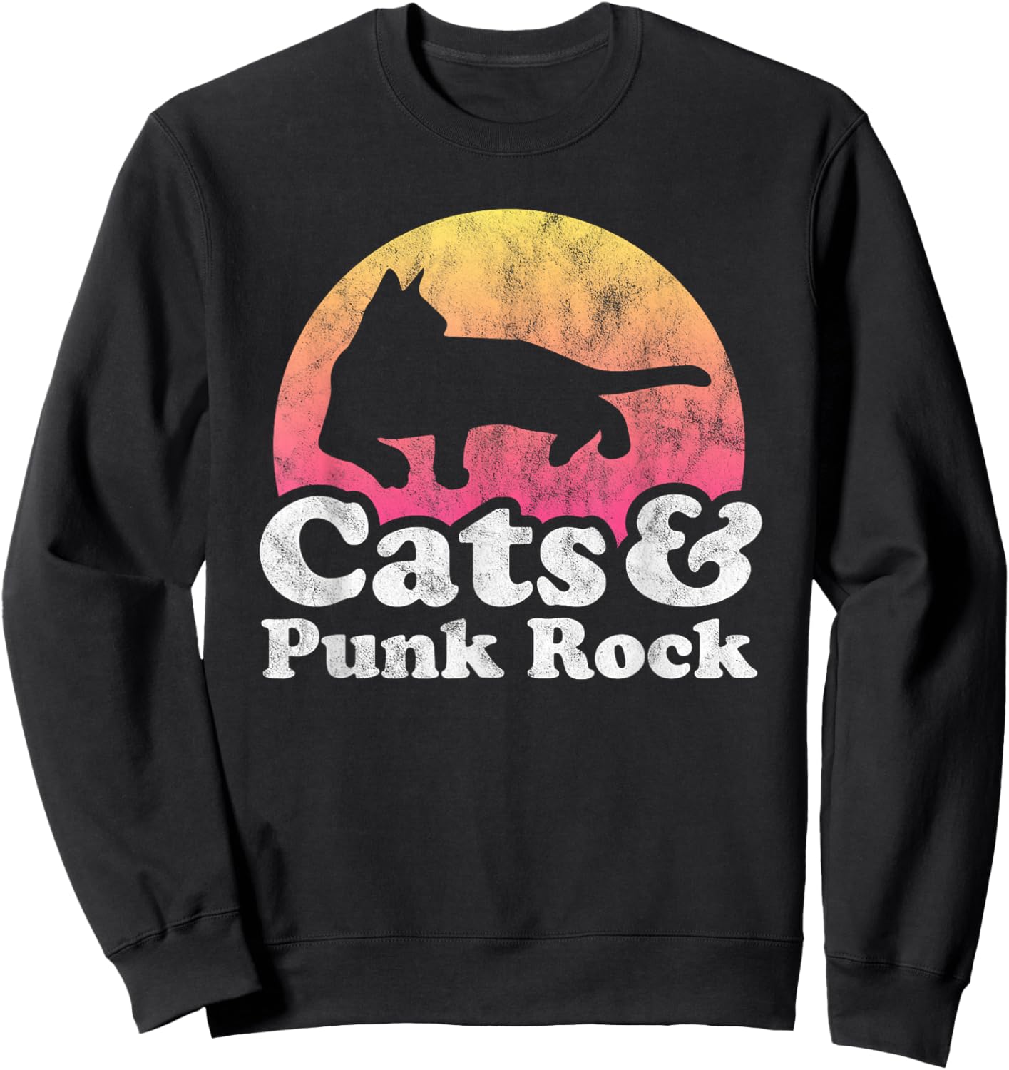 Cats and Punk Rock Men's or Women's Cat Sweatshirt - Sweatshirt | Black