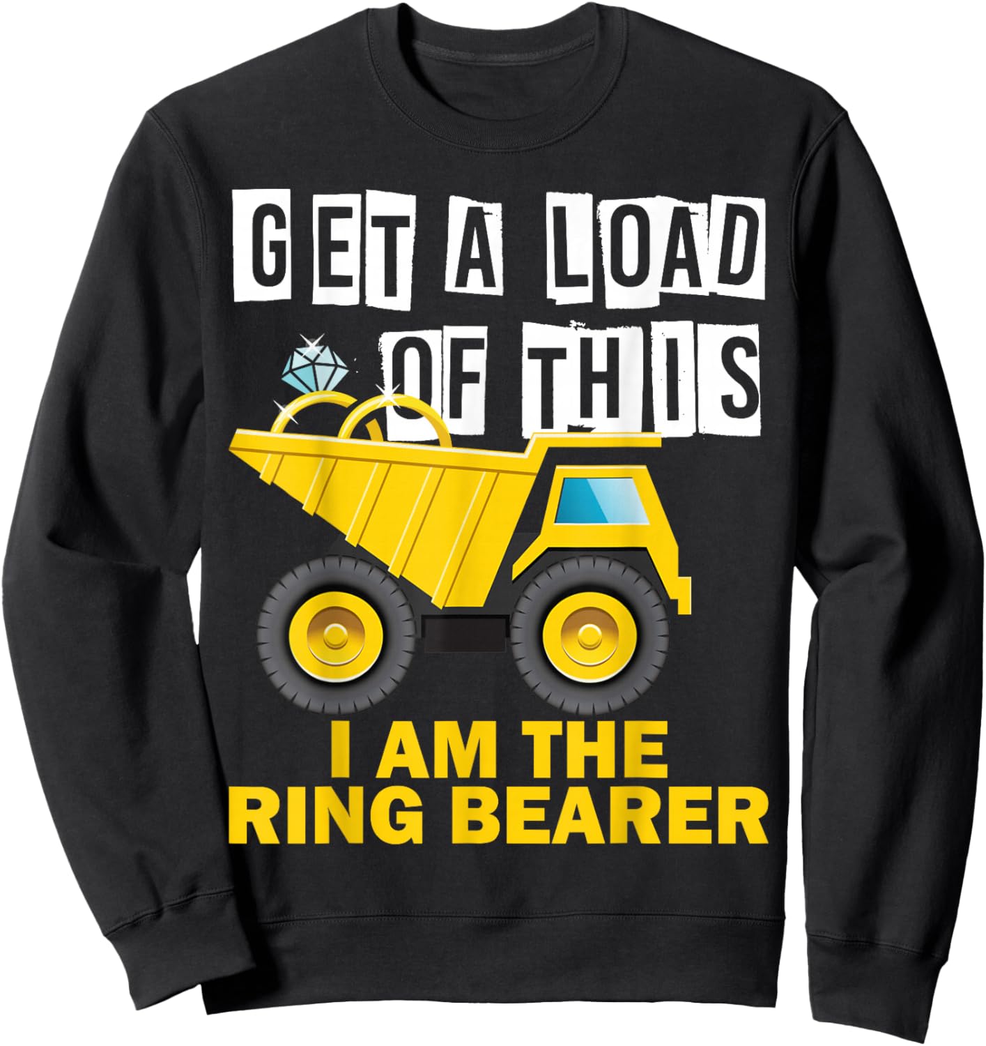Wedding Ring Bearer Funny Truck Women Kids Sweatshirt - Sweatshirt | Black