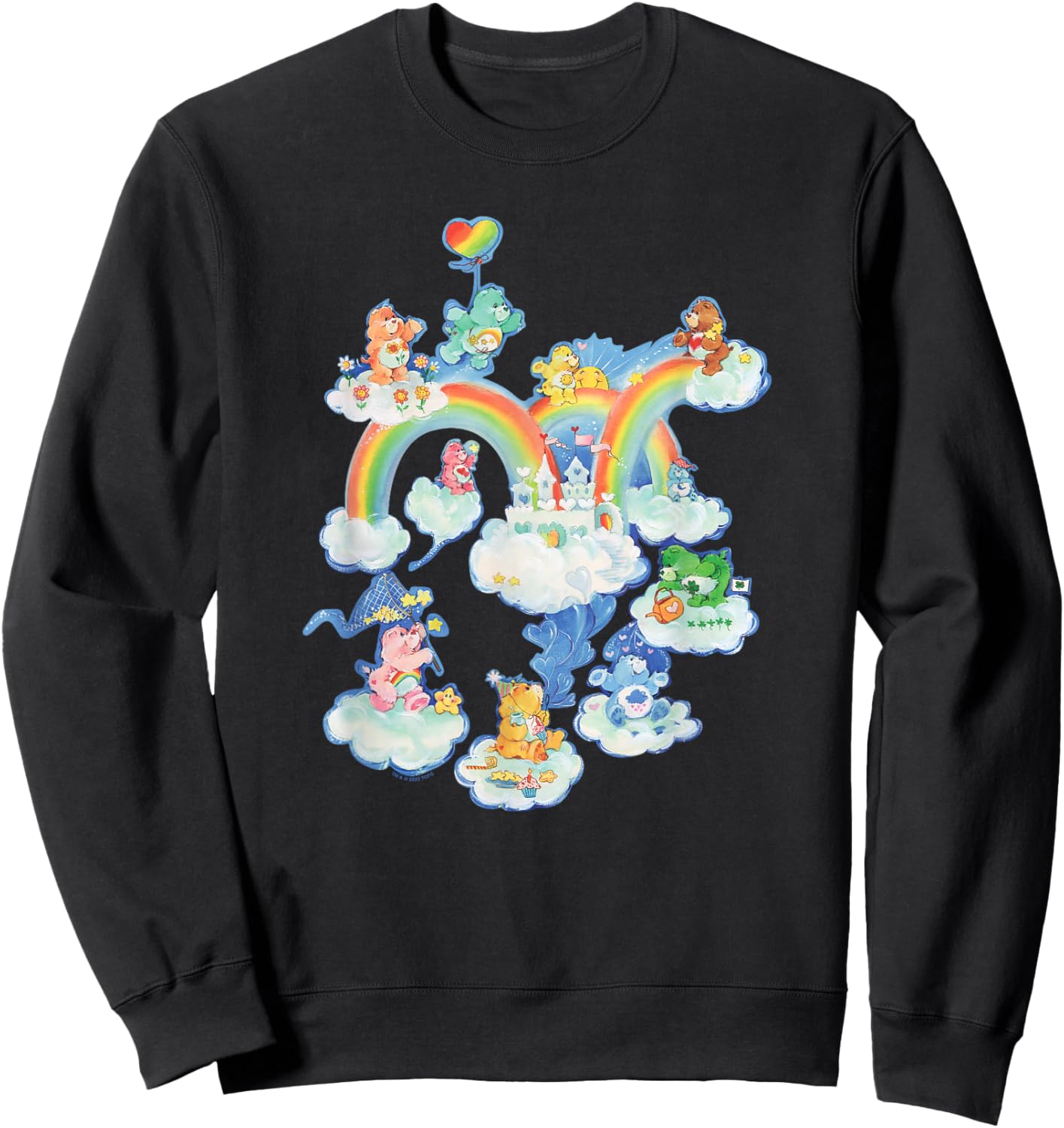 Care Bears Kingdom of Caring Vintage Rainbow City Group Shot Sweatshirt - Sweatshirt | Black