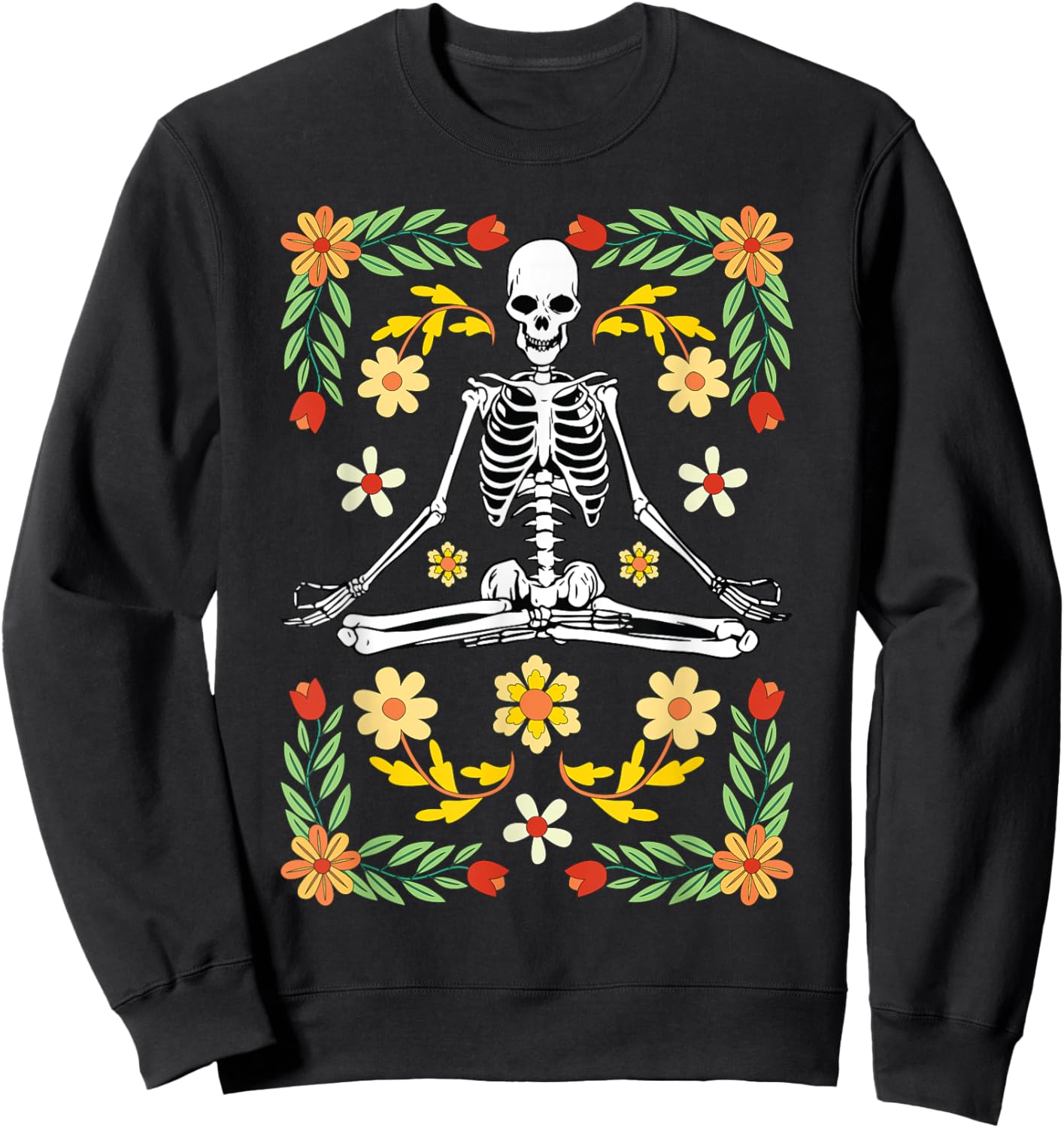 Meditating Skeleton Dia De Los Muertos Mexican Day of Dead Sweatshirt - Sweatshirt | Black