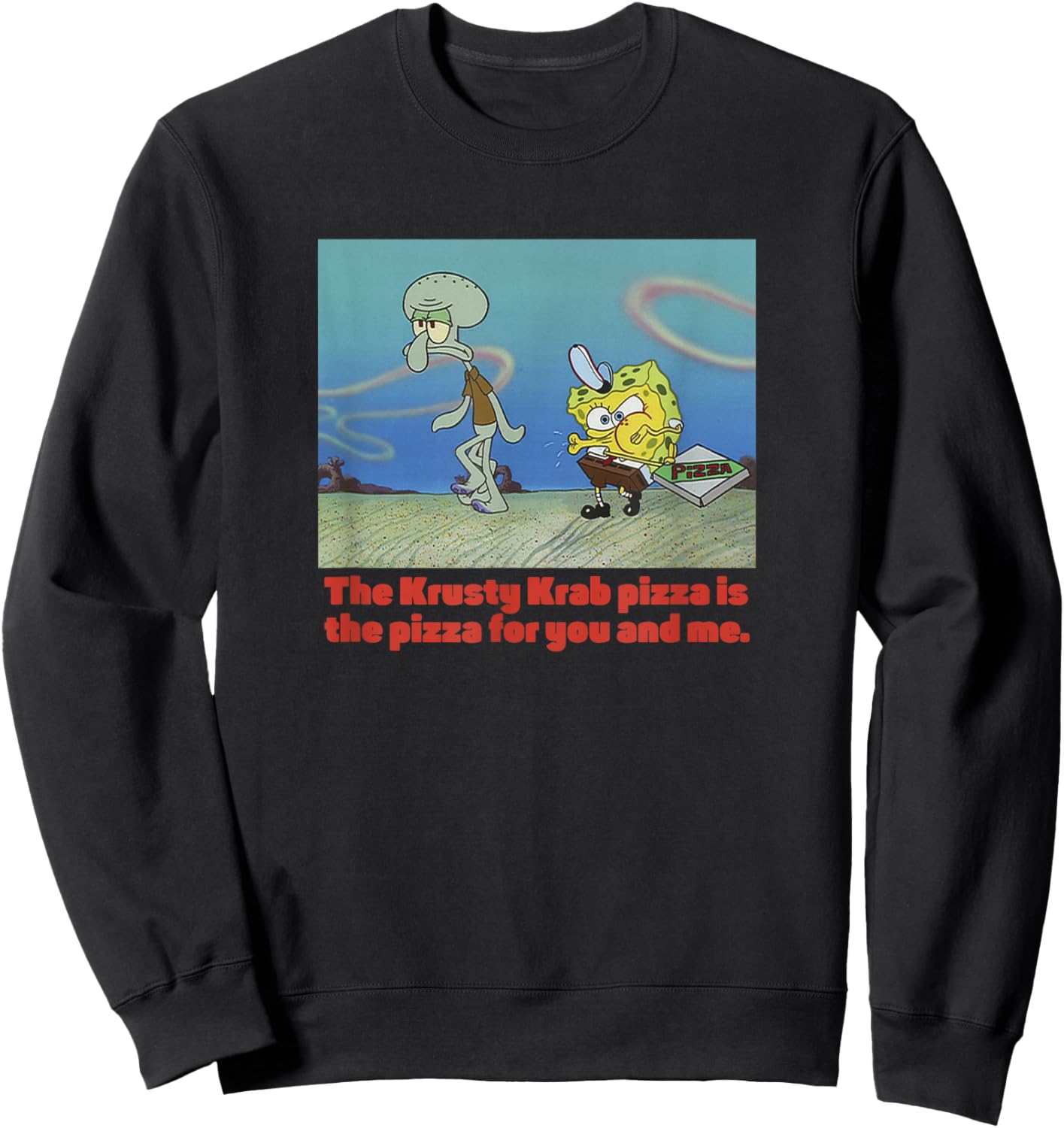 Spongebob Squarepants Spongebob Squidward Pizza Sweatshirt - Sweatshirt | Black